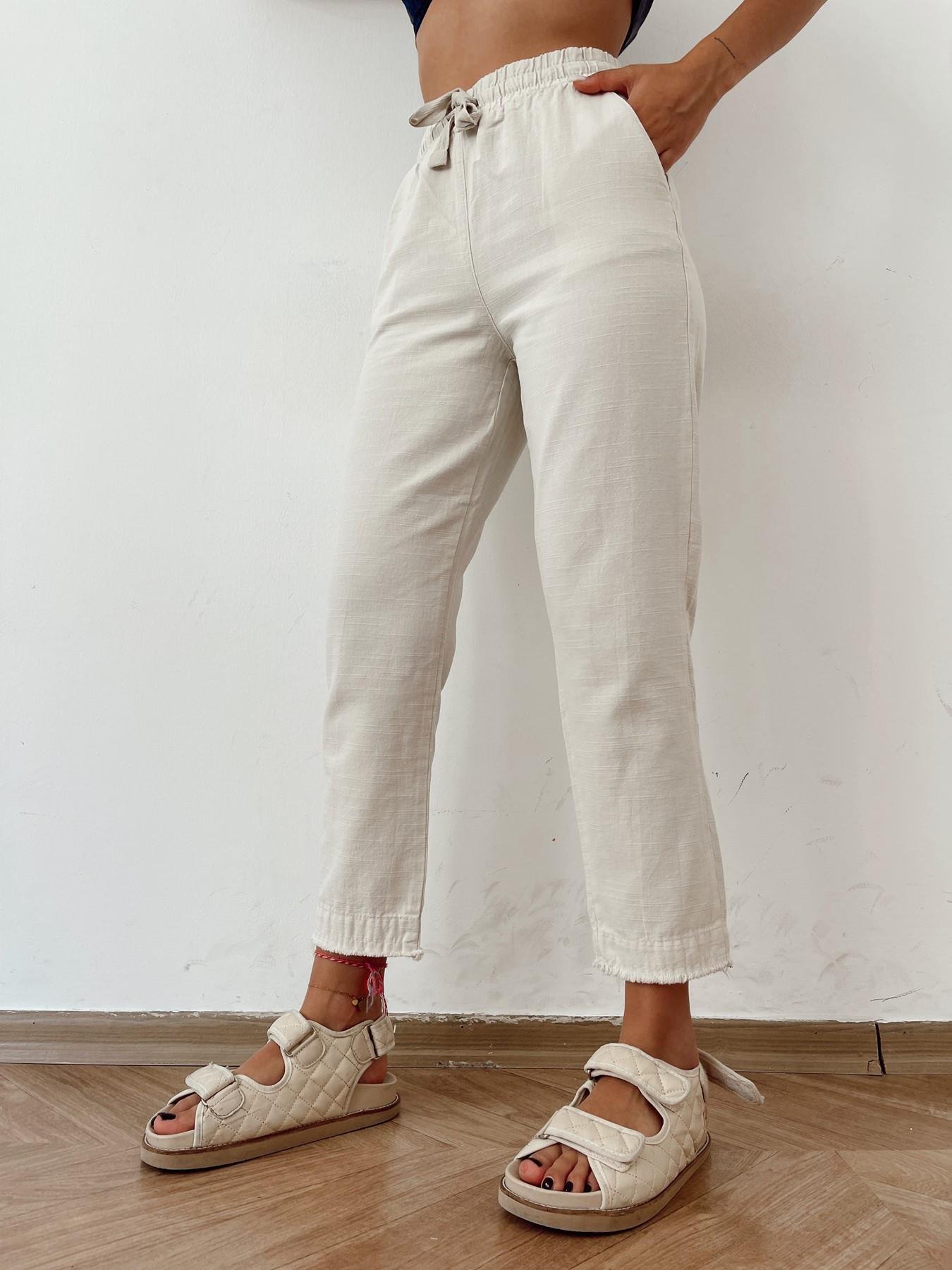 Paçası Püsküllü Keten Pantolon TAŞ