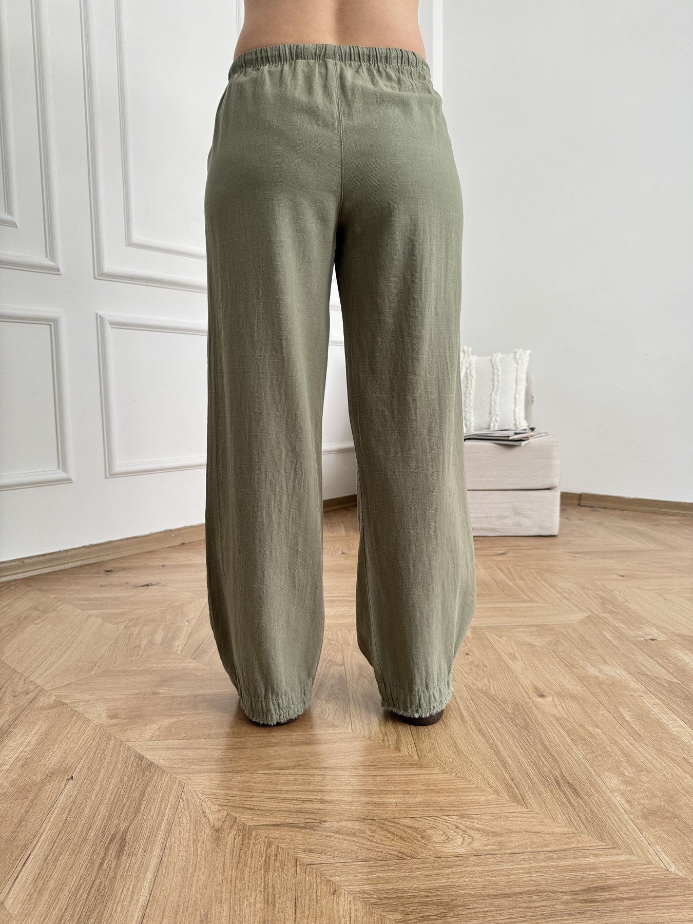 Paçası Püsküllü Relax Pantolon Açık haki