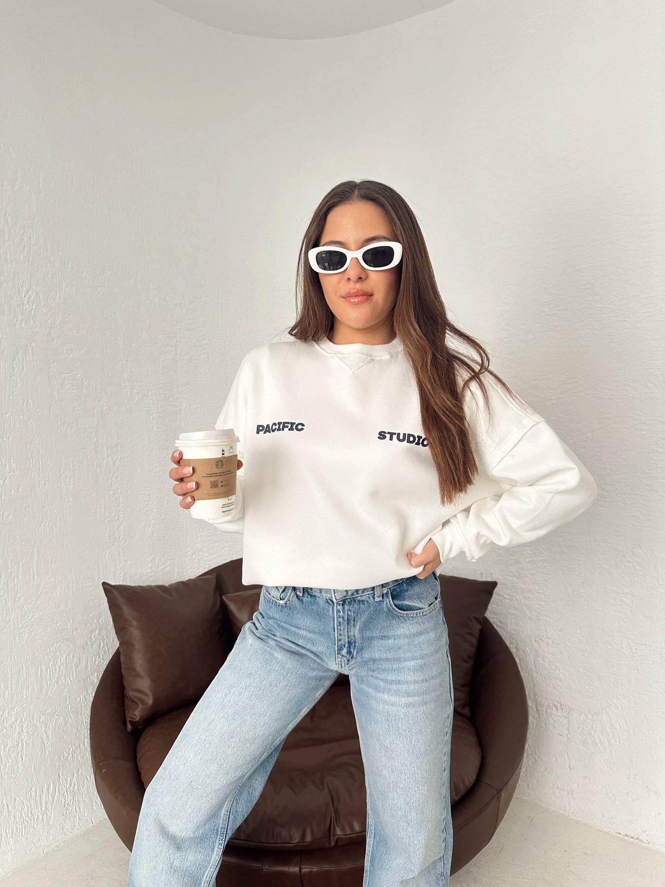PACIFIC STUDIOS Baskılı Sweat EKRU