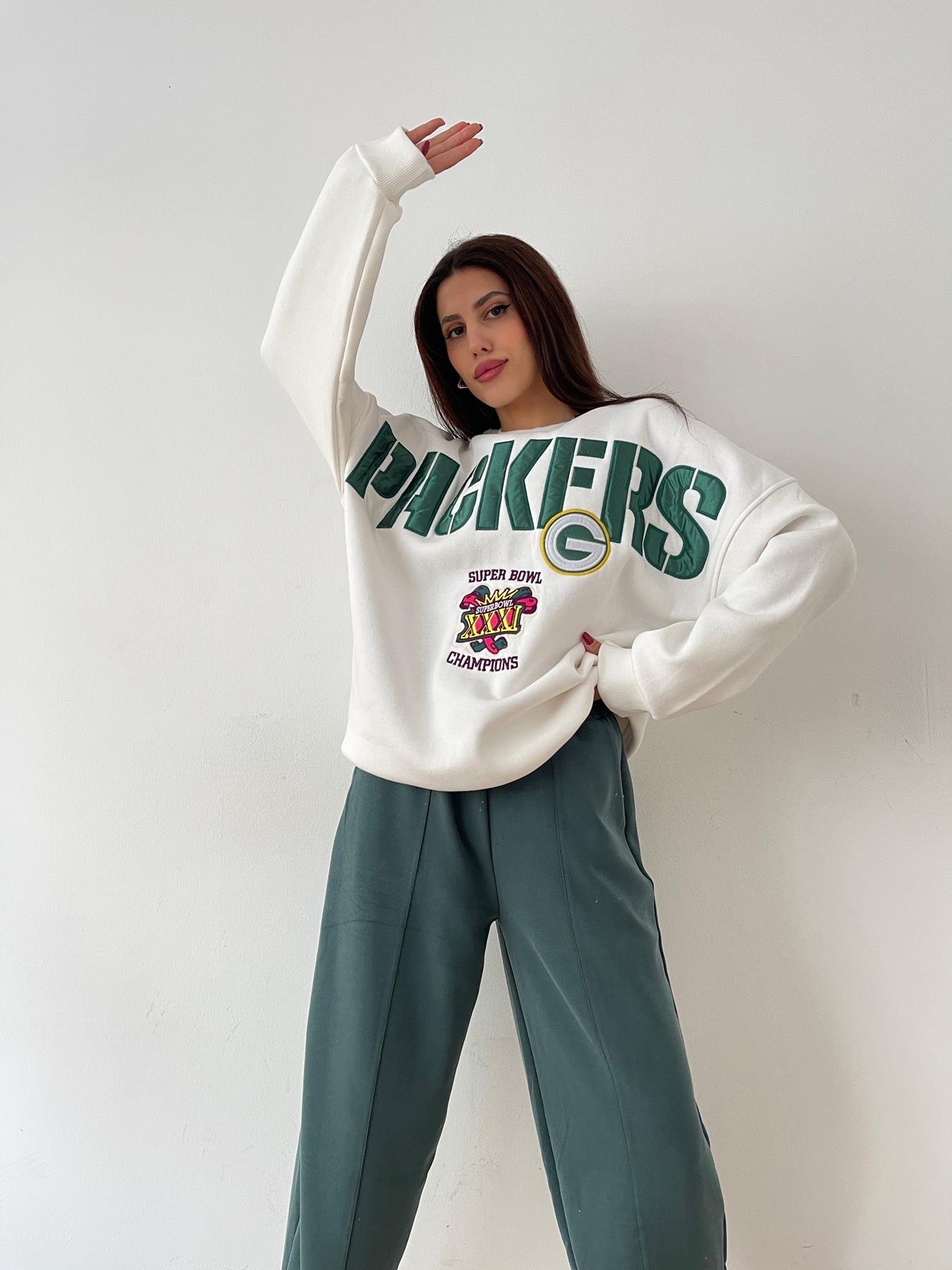 Packers Nakışlı Sweatshirt BEYAZ