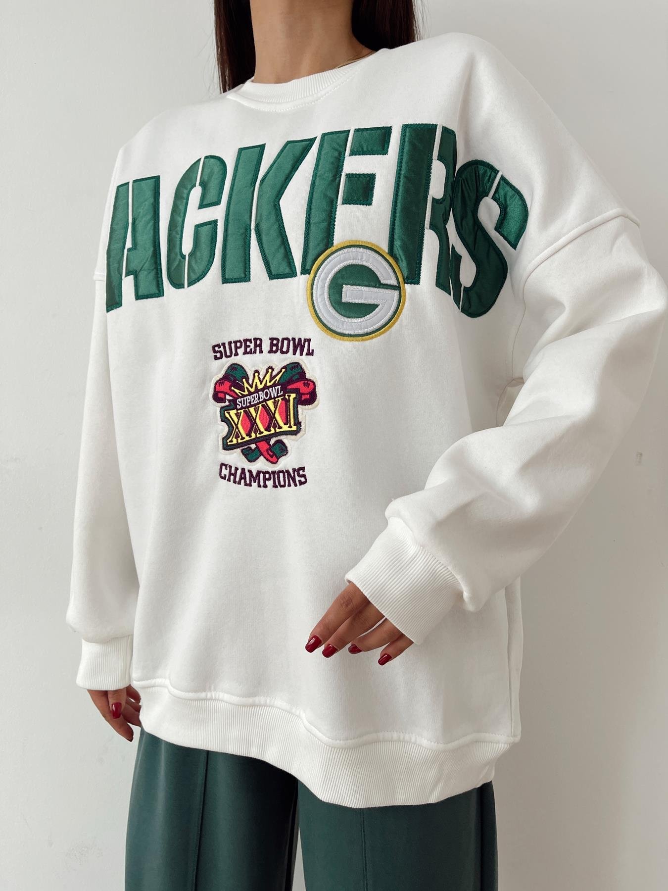 Packers Nakışlı Sweatshirt BEYAZ