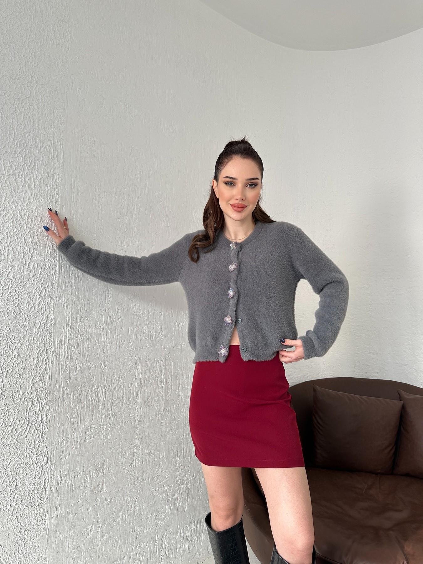 Papatya Düğmeli Yumoş Hırka ANTRASİT