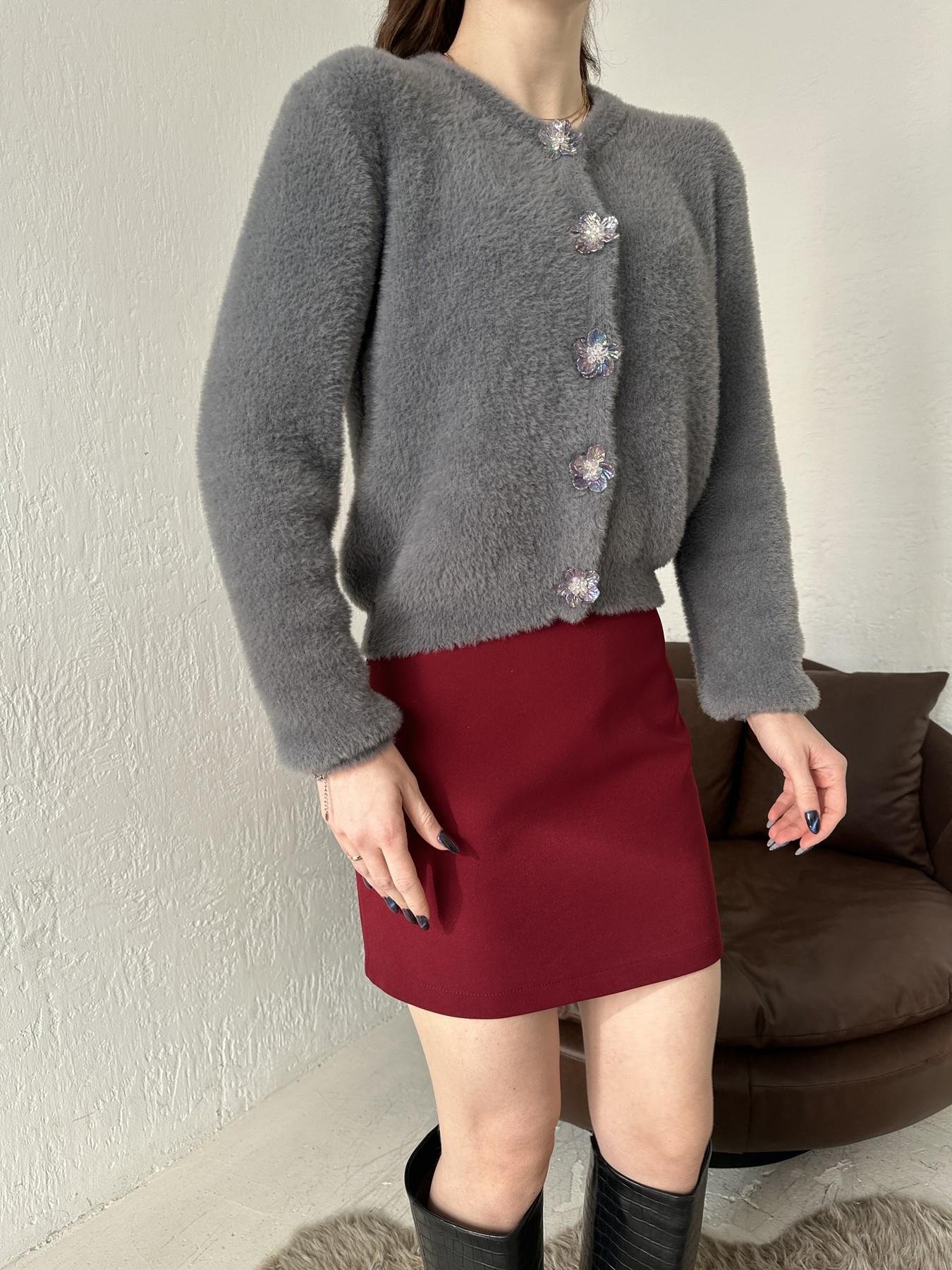 Papatya Düğmeli Yumoş Hırka ANTRASİT