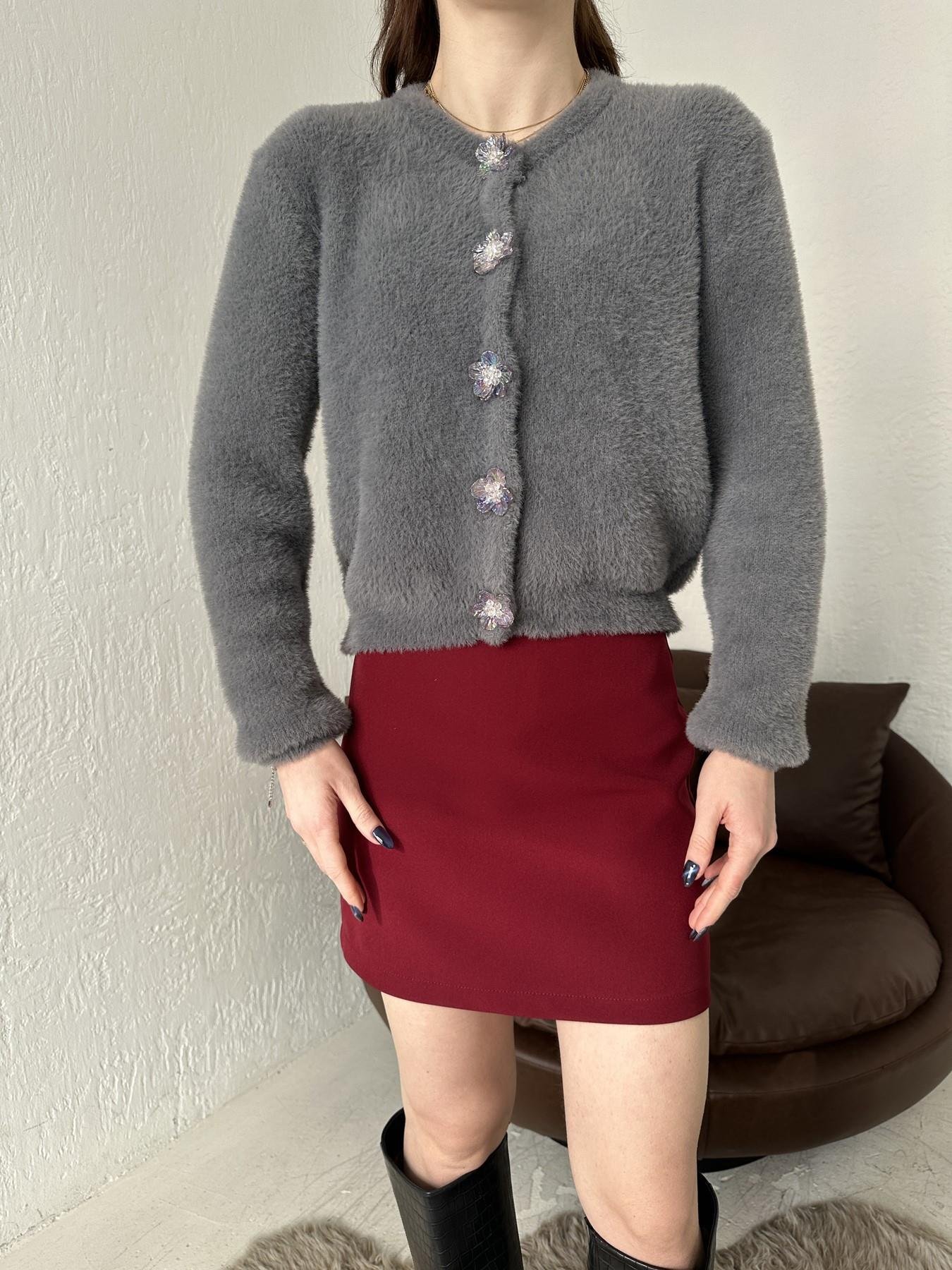 Papatya Düğmeli Yumoş Hırka ANTRASİT