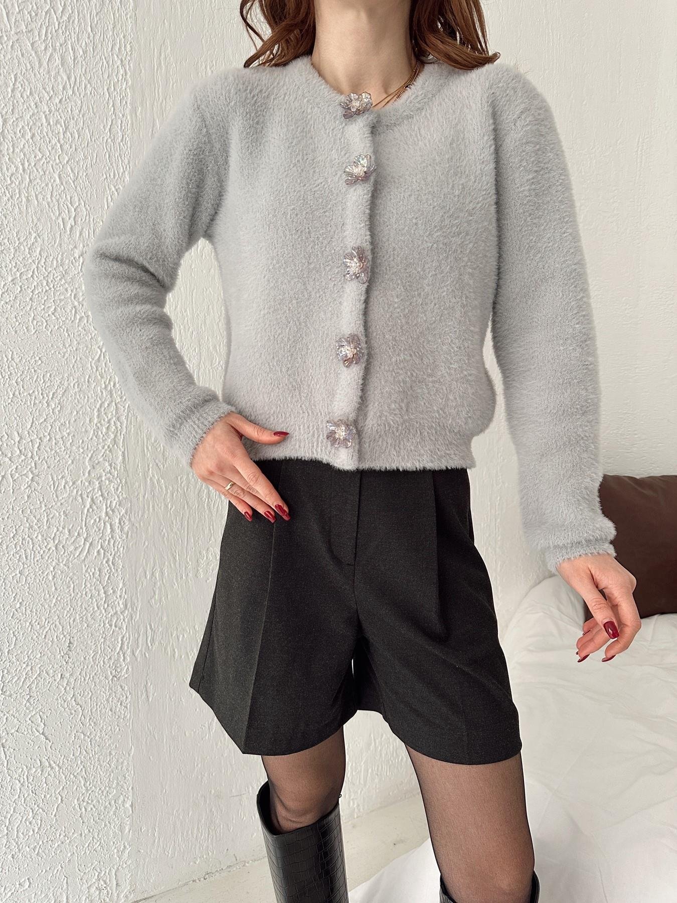 Papatya Düğmeli Yumoş Hırka GRİ