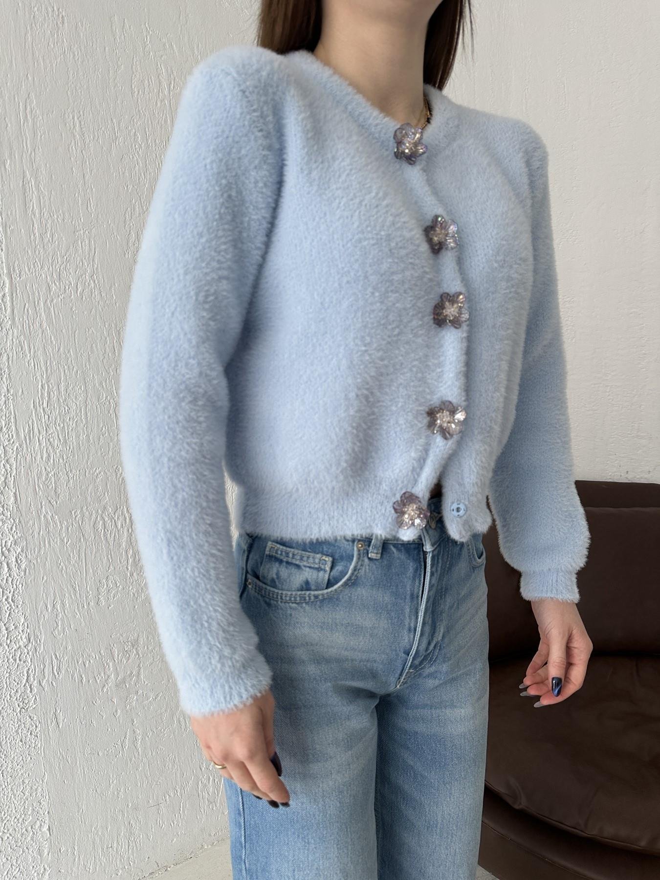 Papatya Düğmeli Yumoş Hırka MAVİ