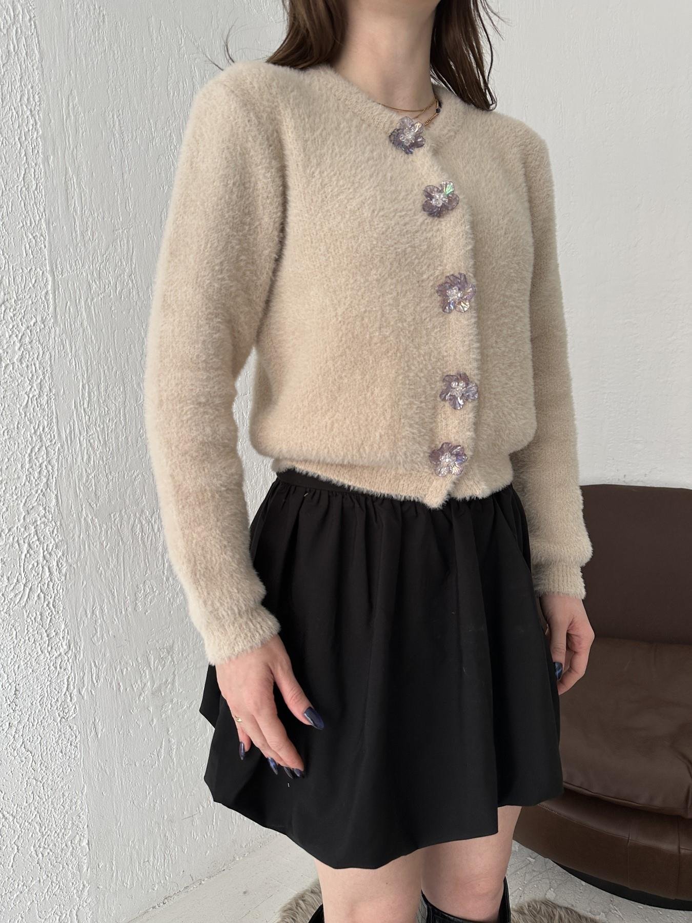 Papatya Düğmeli Yumoş Hırka TAŞ