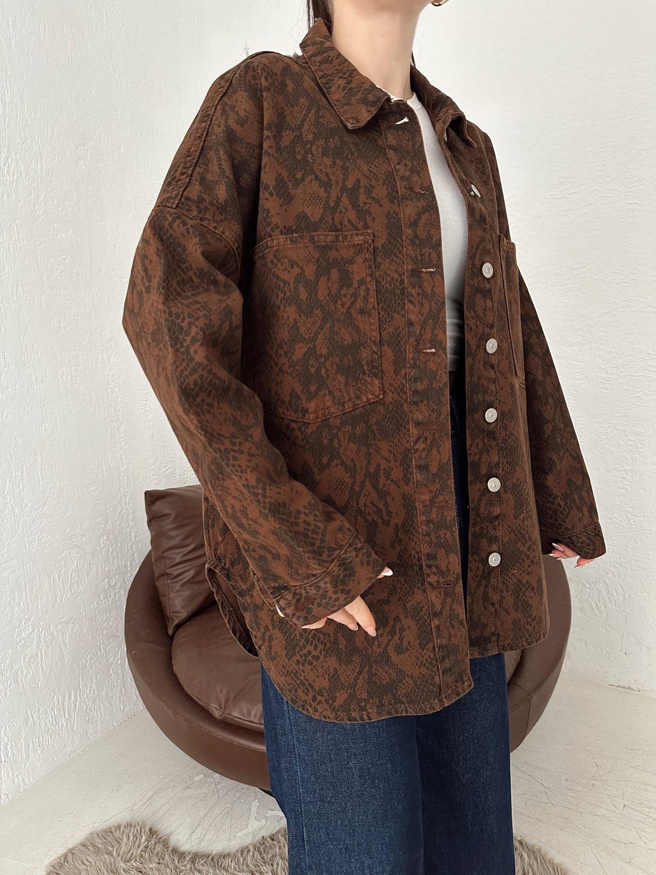 Parçaboya Oversize Gömlek KAHVE