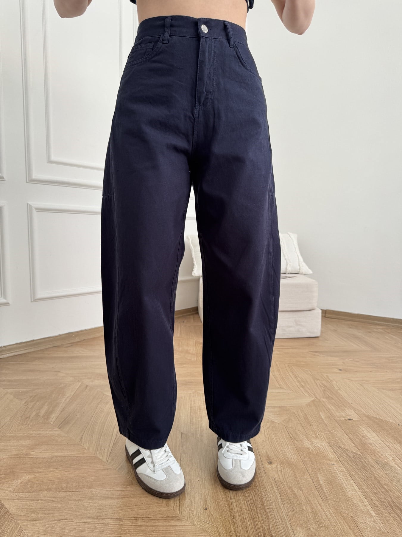 Parçalı Balon Pantolon Lacivert
