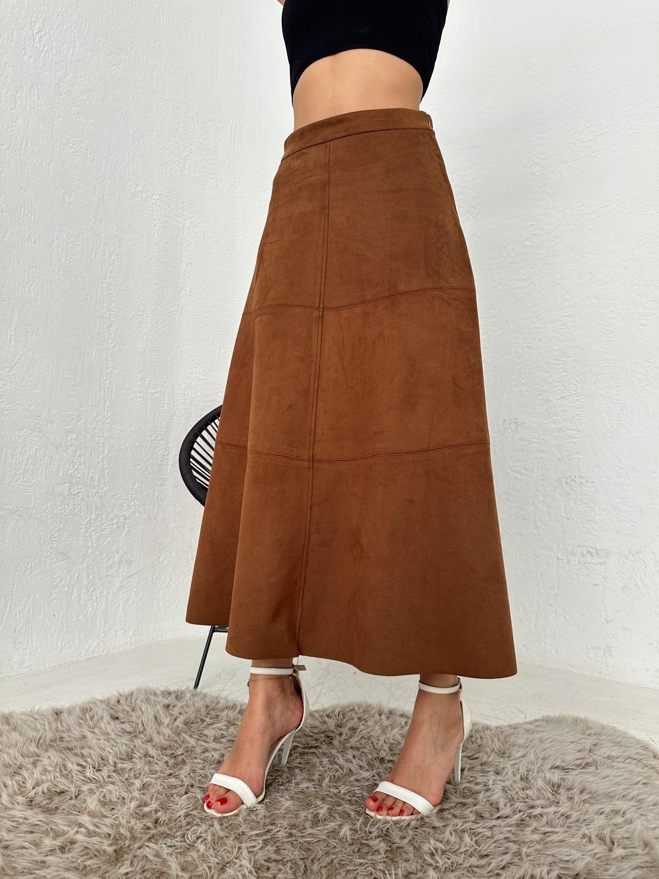 Parçalı Nubuk Etek KAHVE