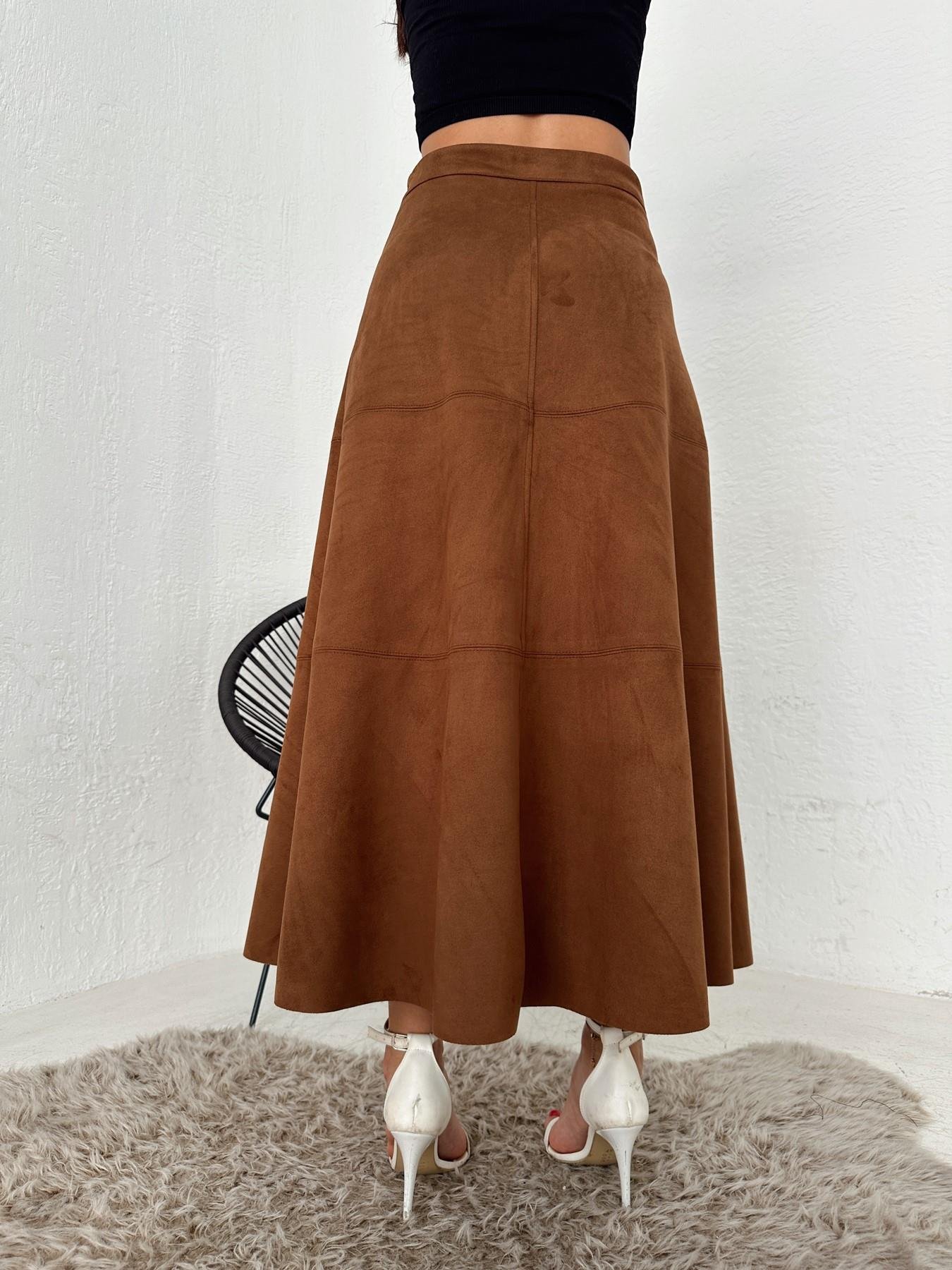 Parçalı Nubuk Etek KAHVE