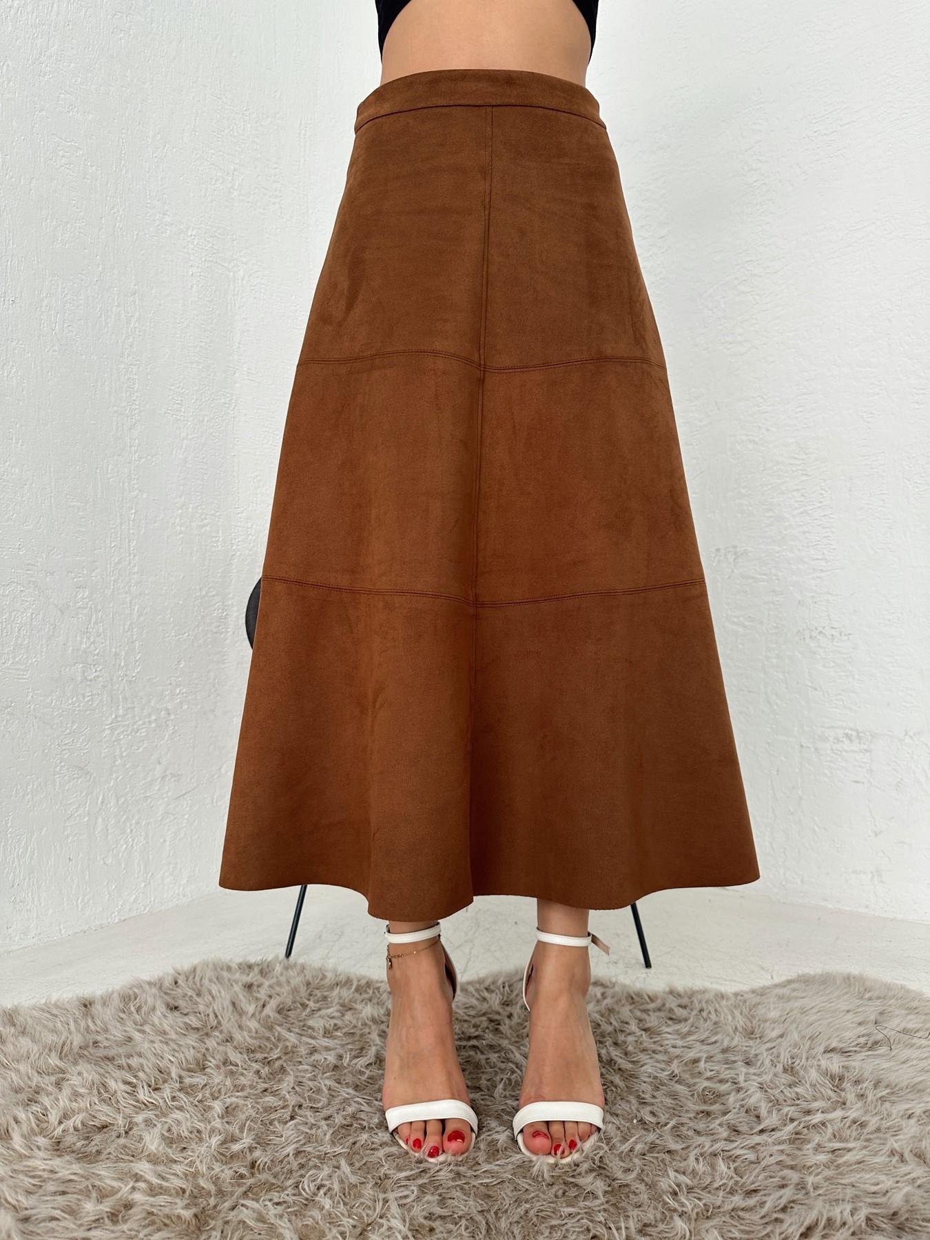 Parçalı Nubuk Etek KAHVE