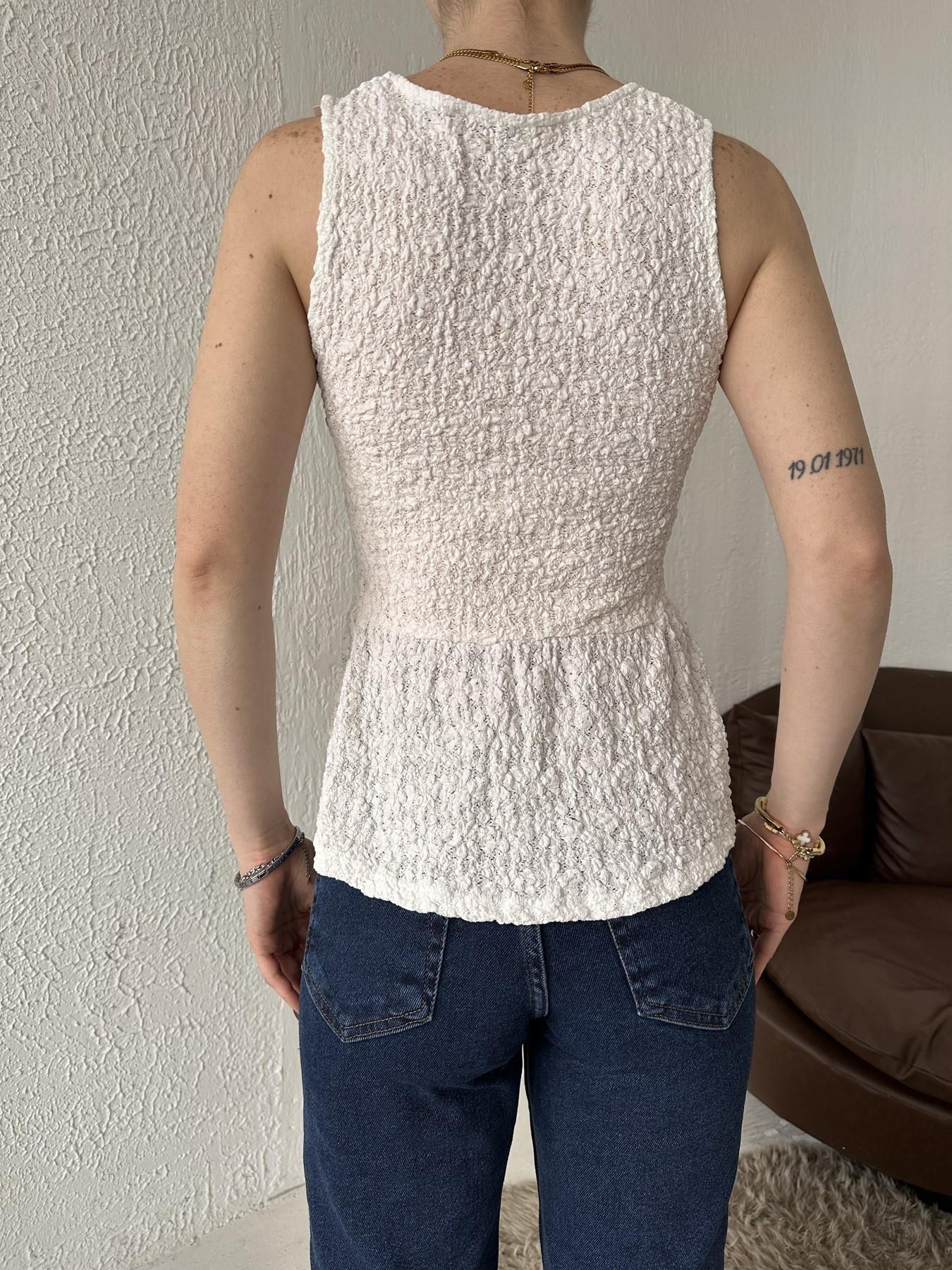 Peplum Dantel Askılı Bluz EKRU