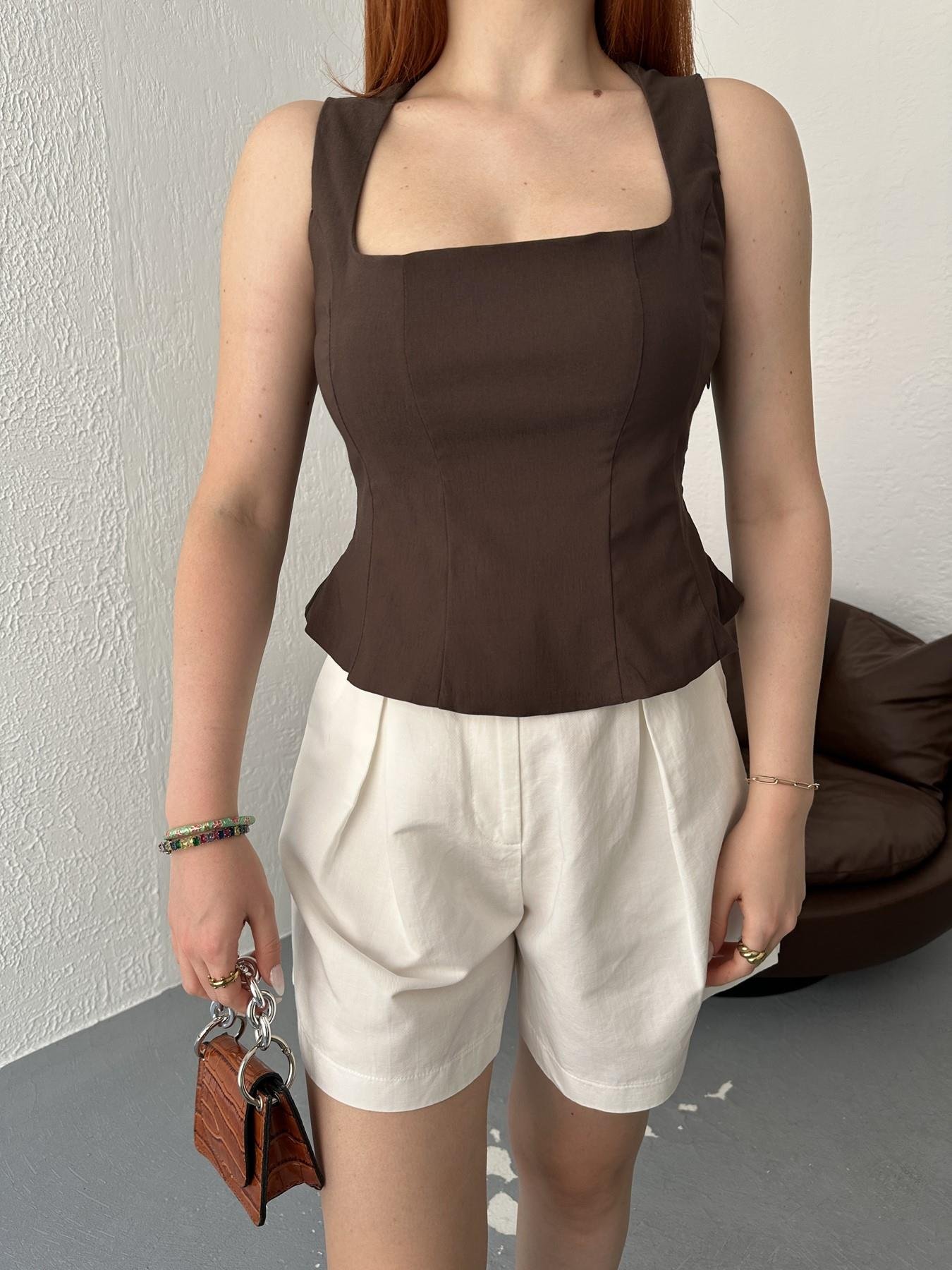 Peplum Korse Kahve