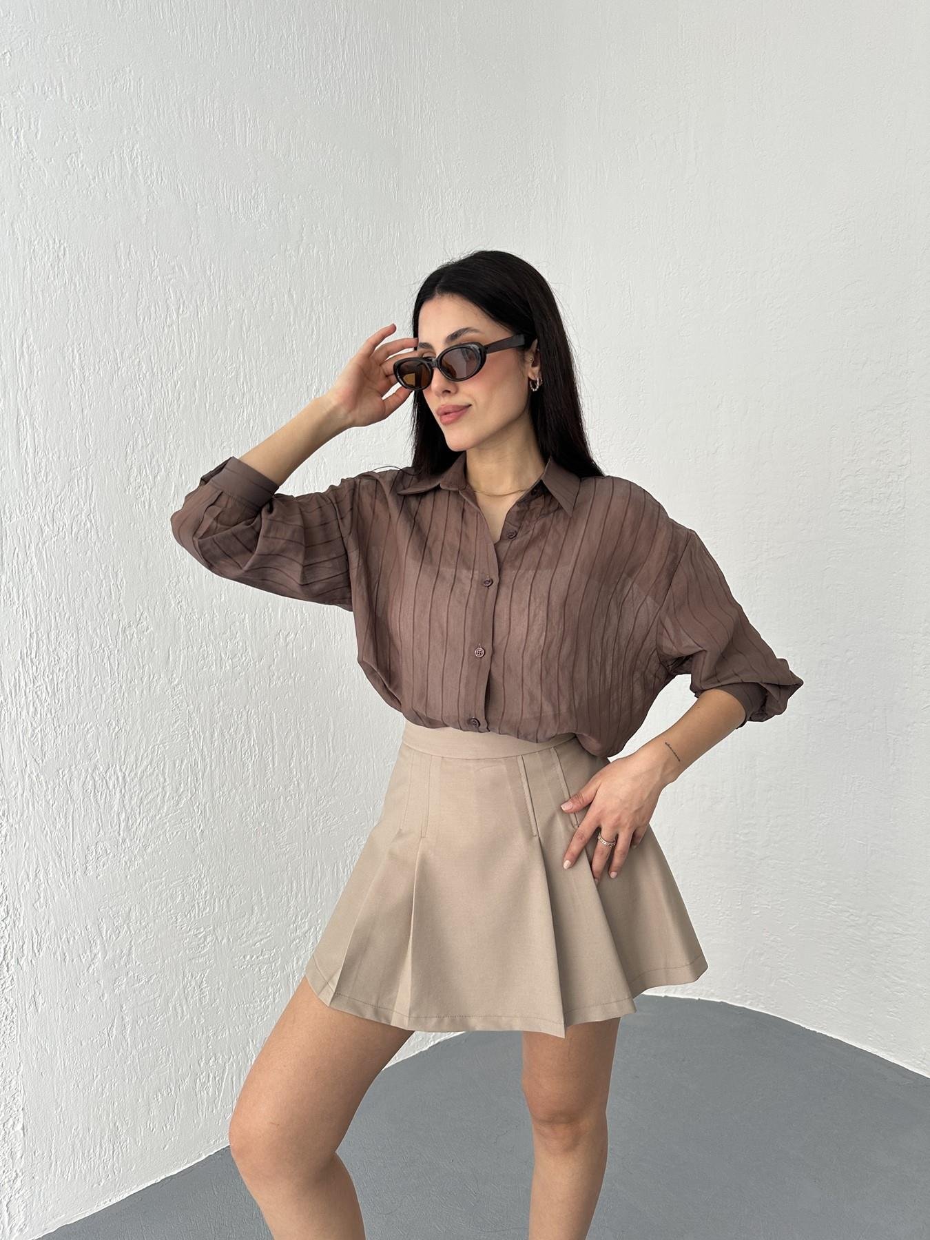 Pile Detay Şort Etek Bej