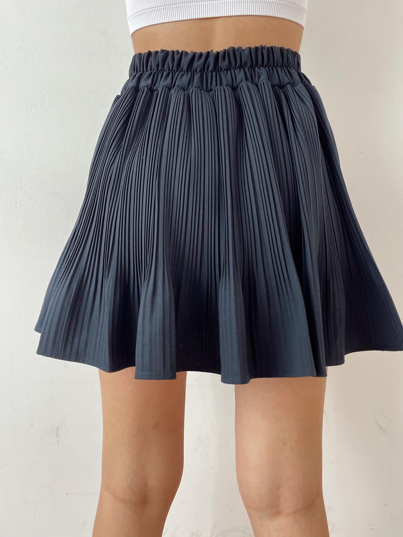 Pile Detaylı Etek LACİVERT