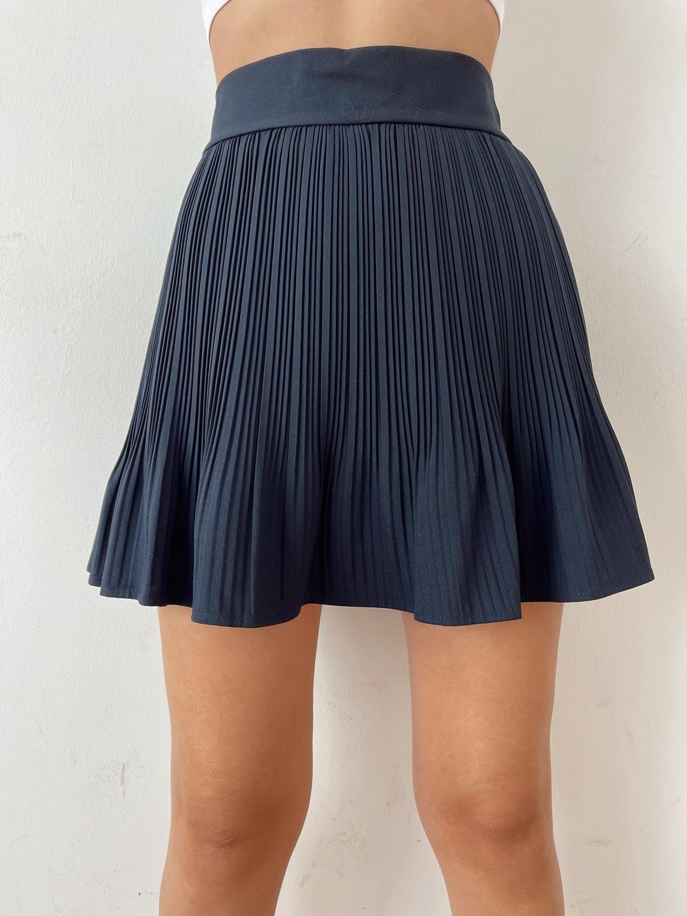 Pile Detaylı Etek LACİVERT