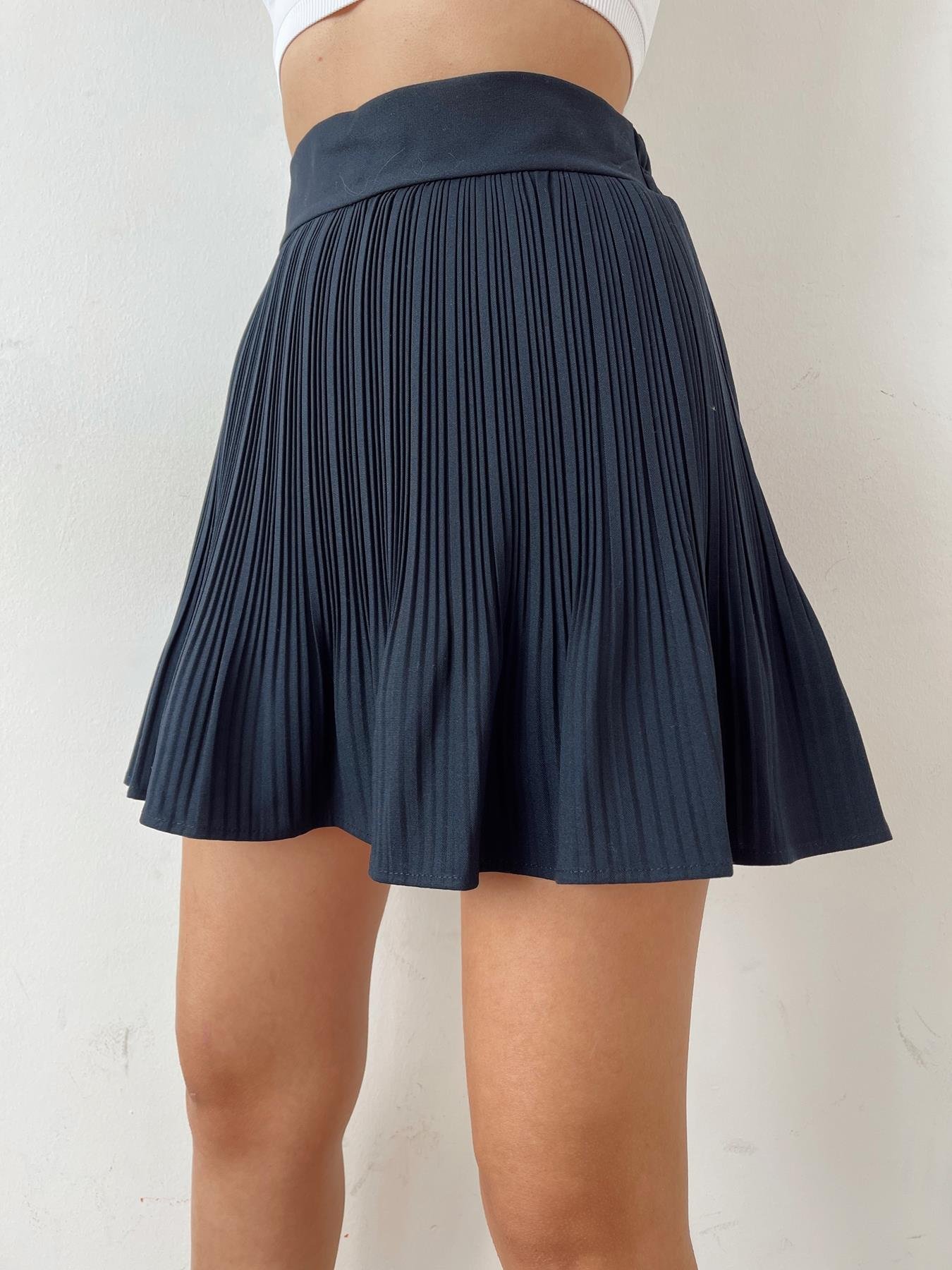 Pile Detaylı Etek LACİVERT