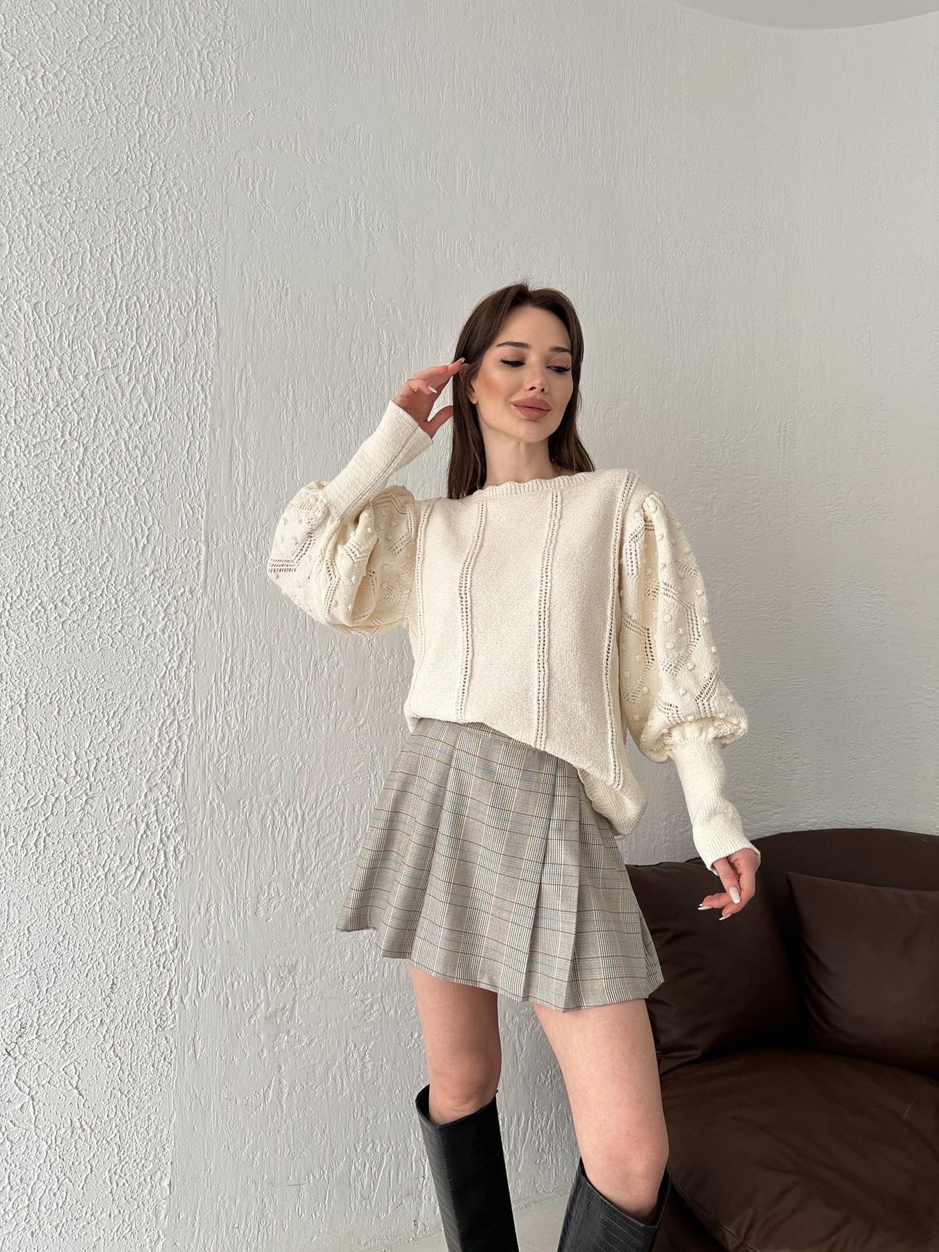 Pileli Ekose Etek BEJ