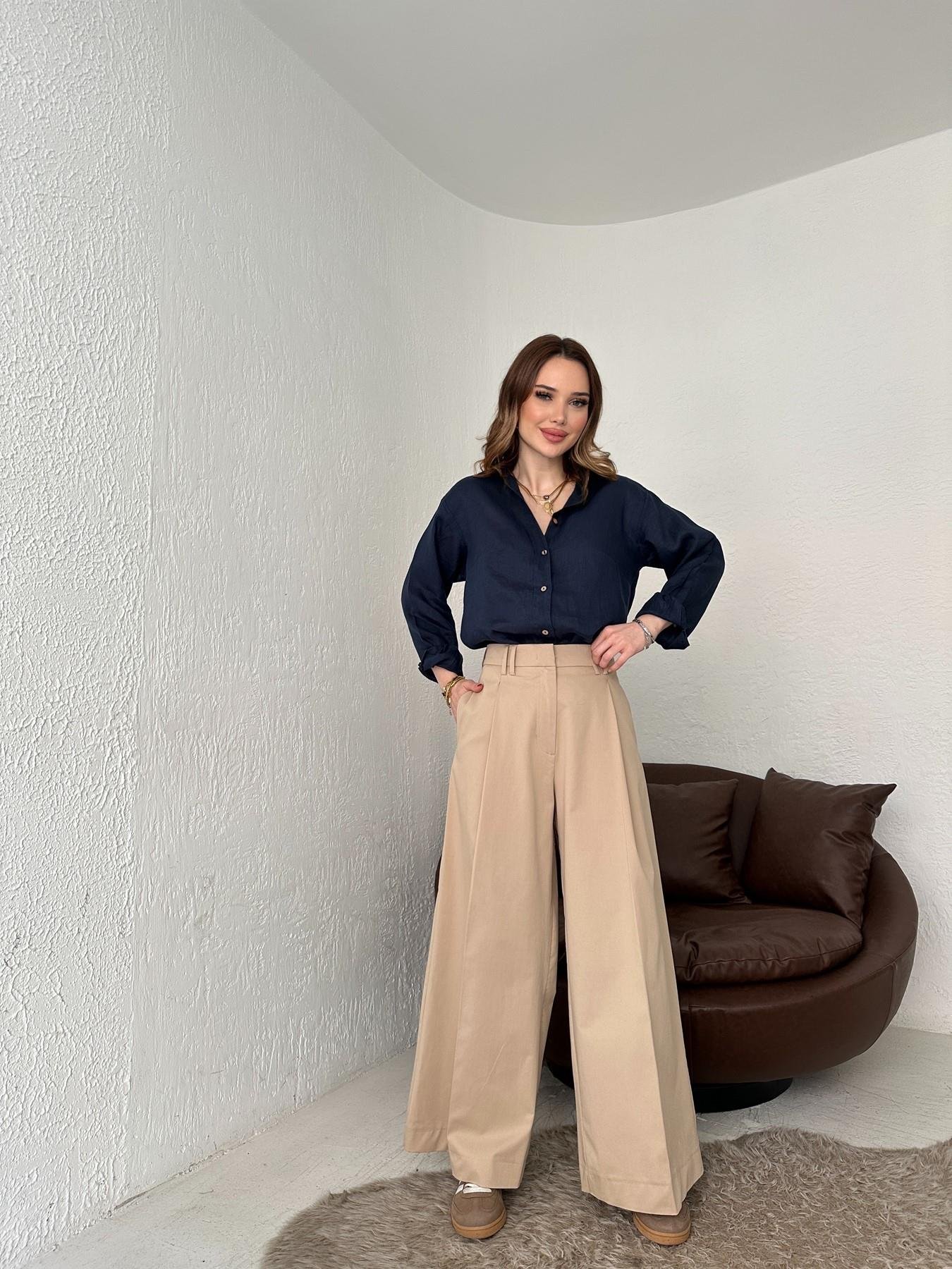 Pileli Geniş Paça Pantolon Camel