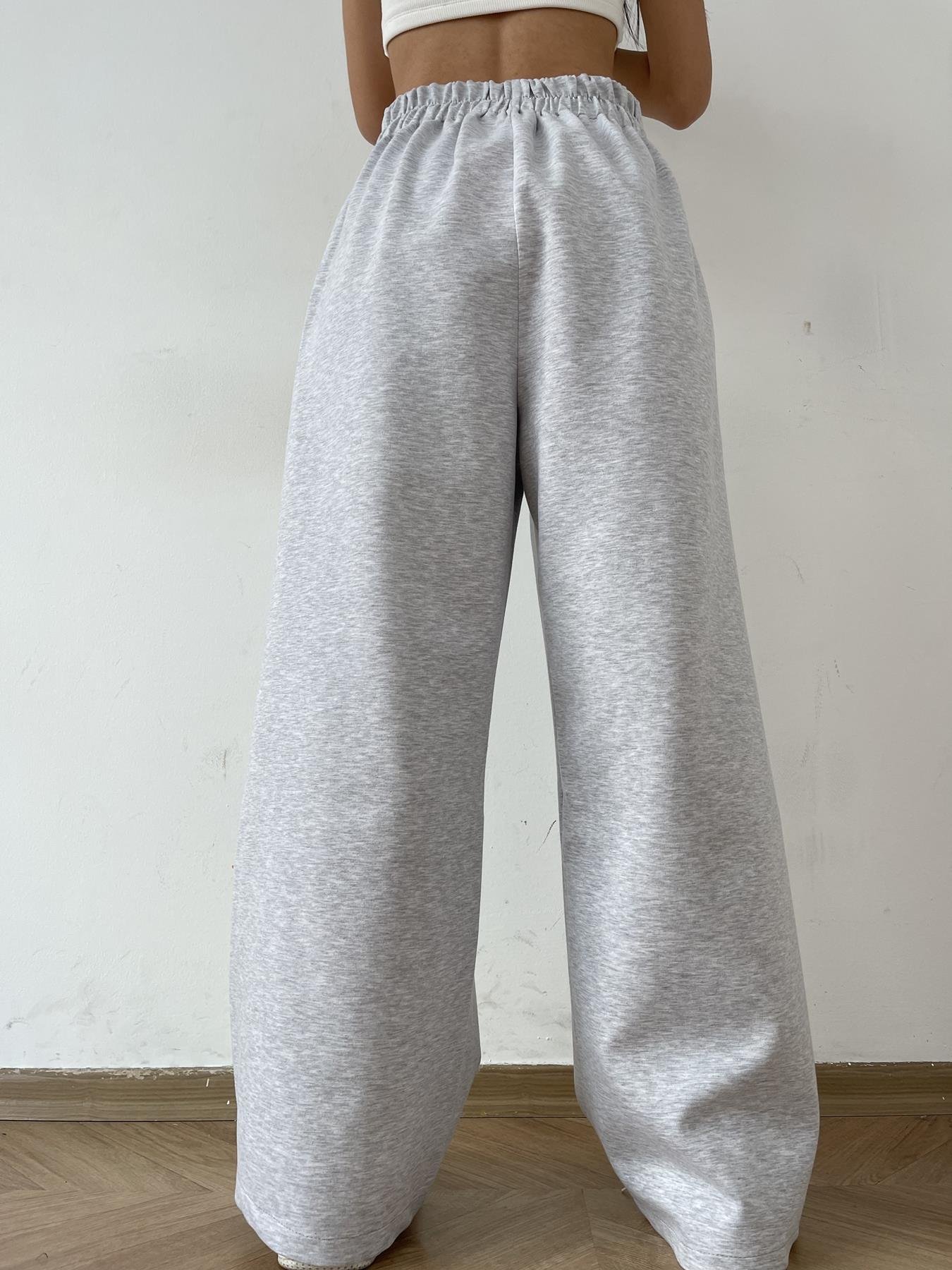 Pileli Örme Pantolon GRİ