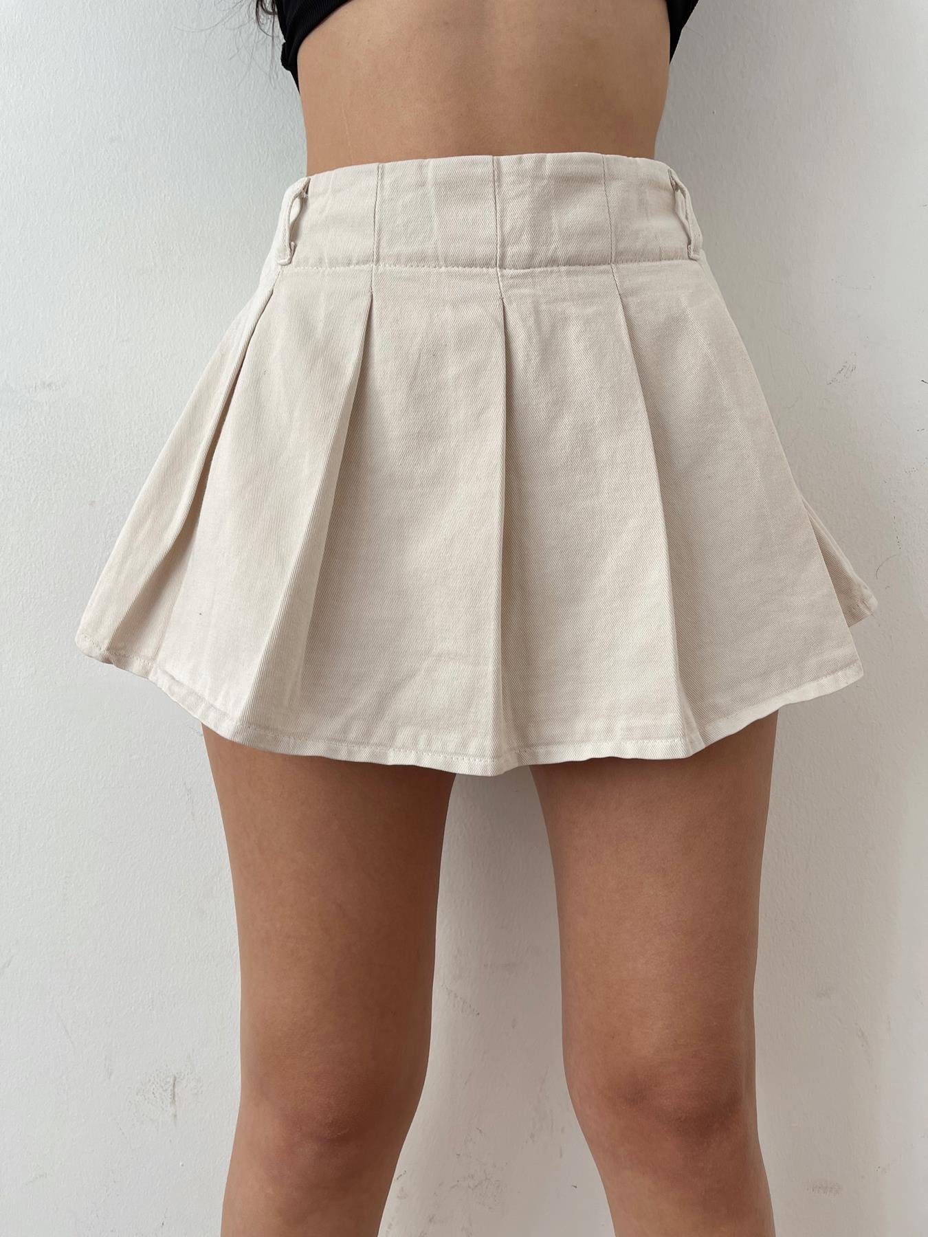 Pileli Şort Etek TAŞ