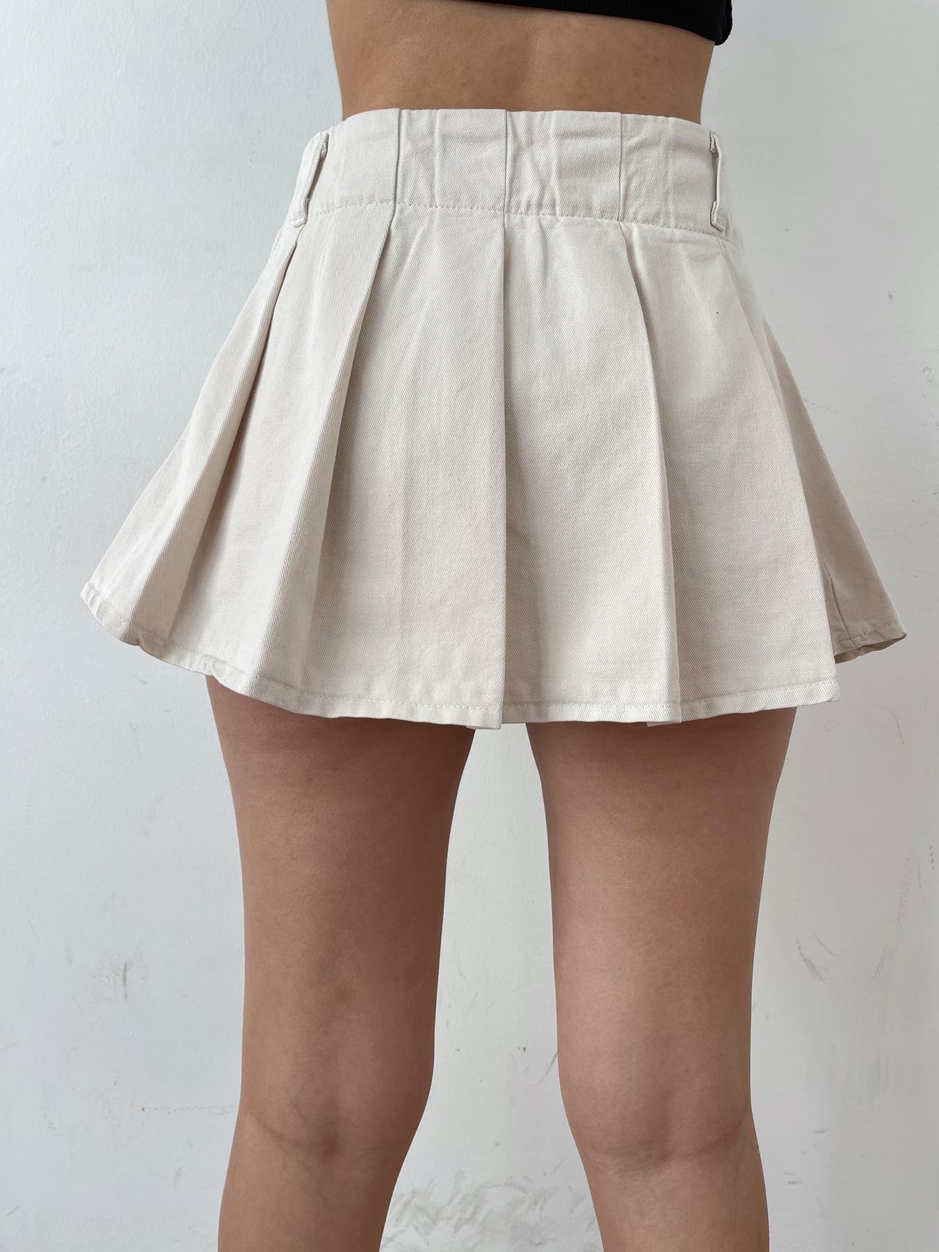 Pileli Şort Etek TAŞ