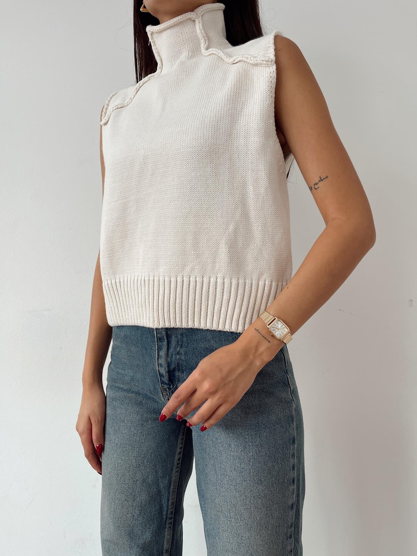 Pis Dikiş Süveter KREM