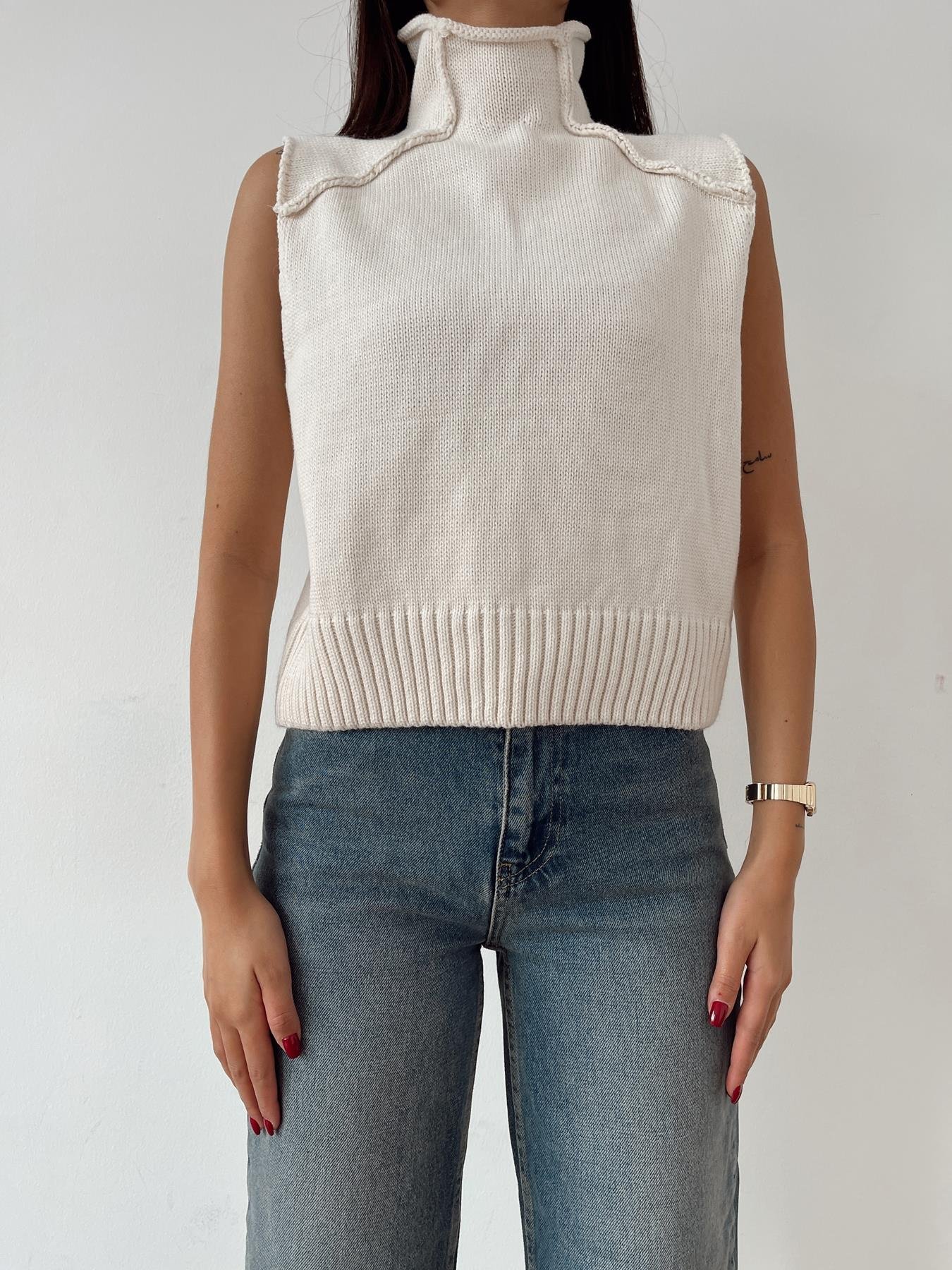 Pis Dikiş Süveter KREM