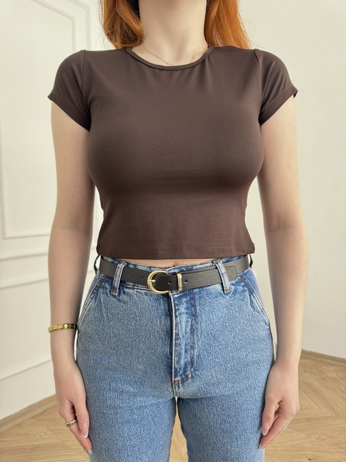Poliamid Crop Body Acı kahve