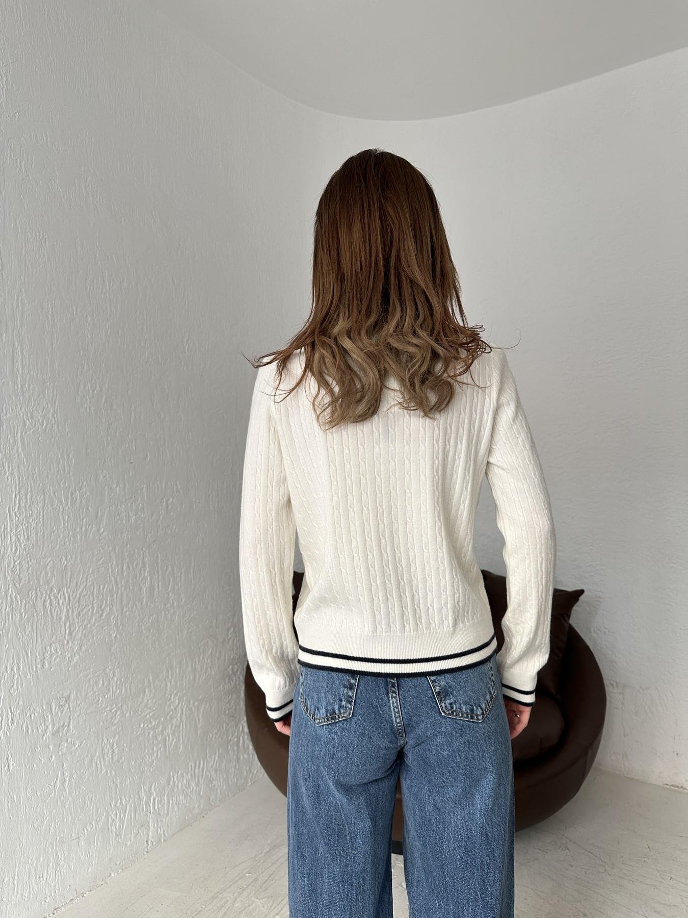 Polo Yaka Çizgili Triko EKRU-LACİ