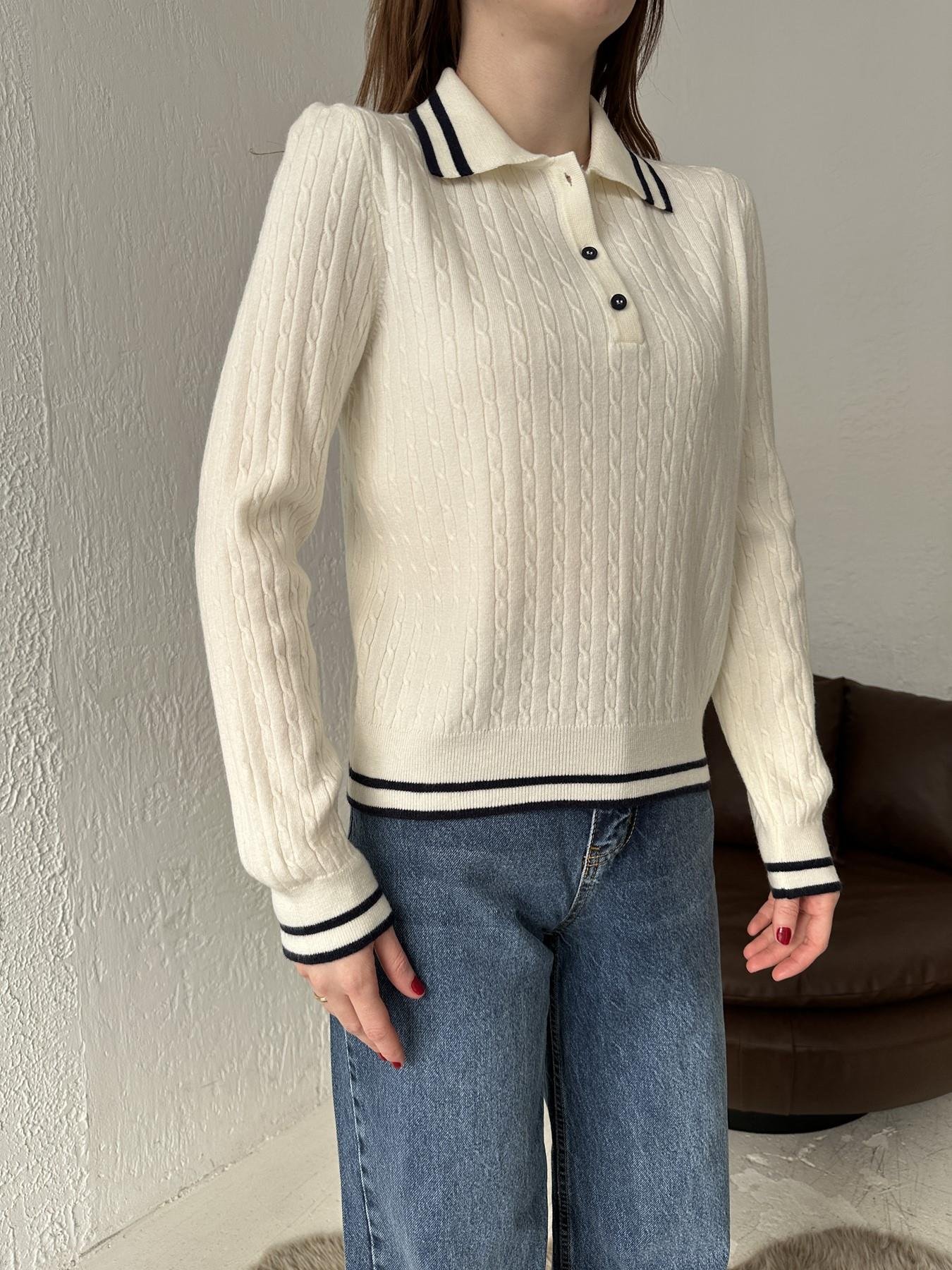 Polo Yaka Çizgili Triko EKRU-LACİ