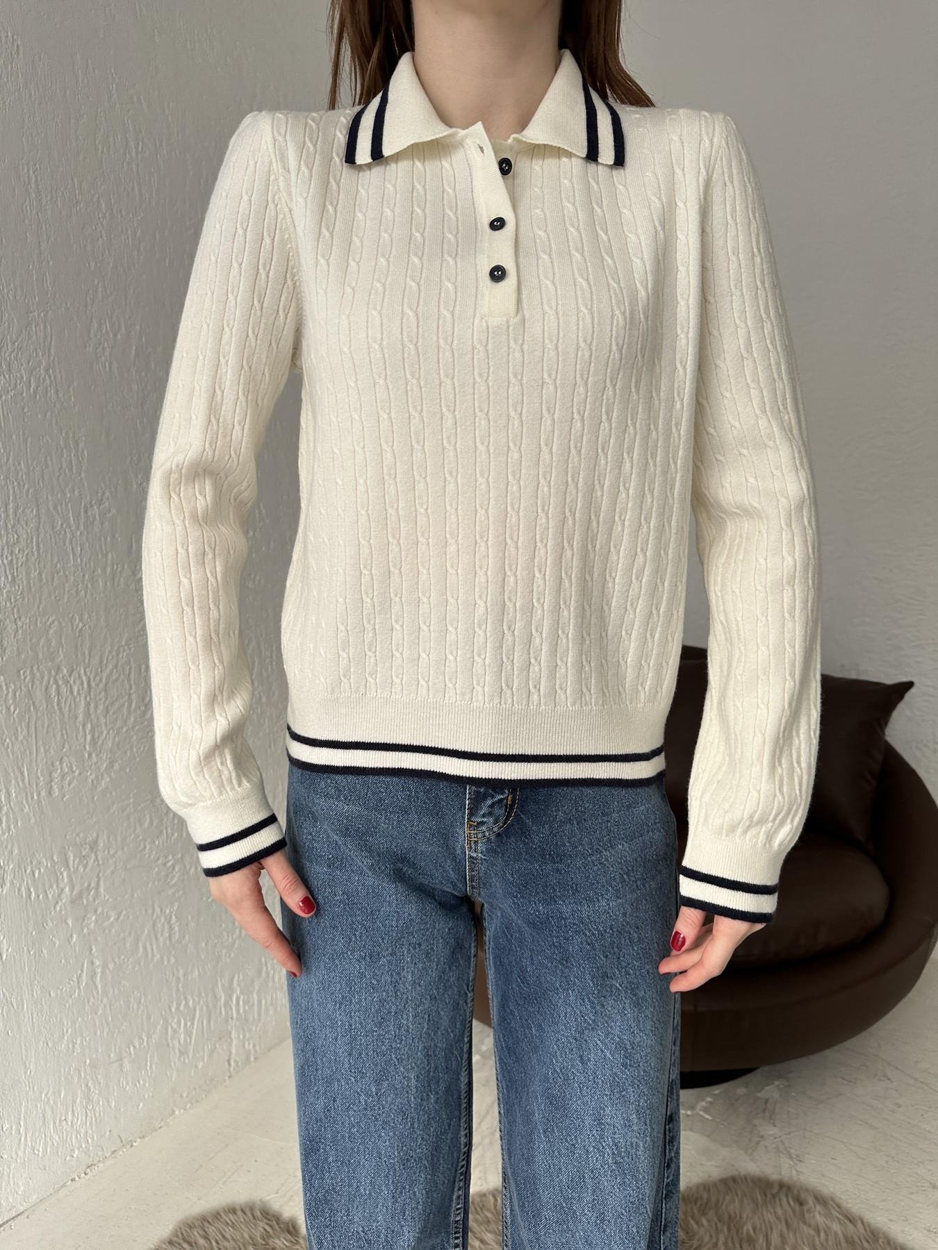 Polo Yaka Çizgili Triko EKRU-LACİ