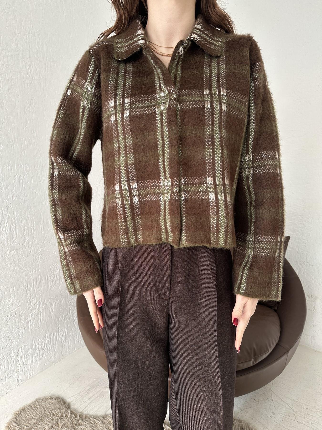 Polo Yaka Ekose Hırka KAHVE