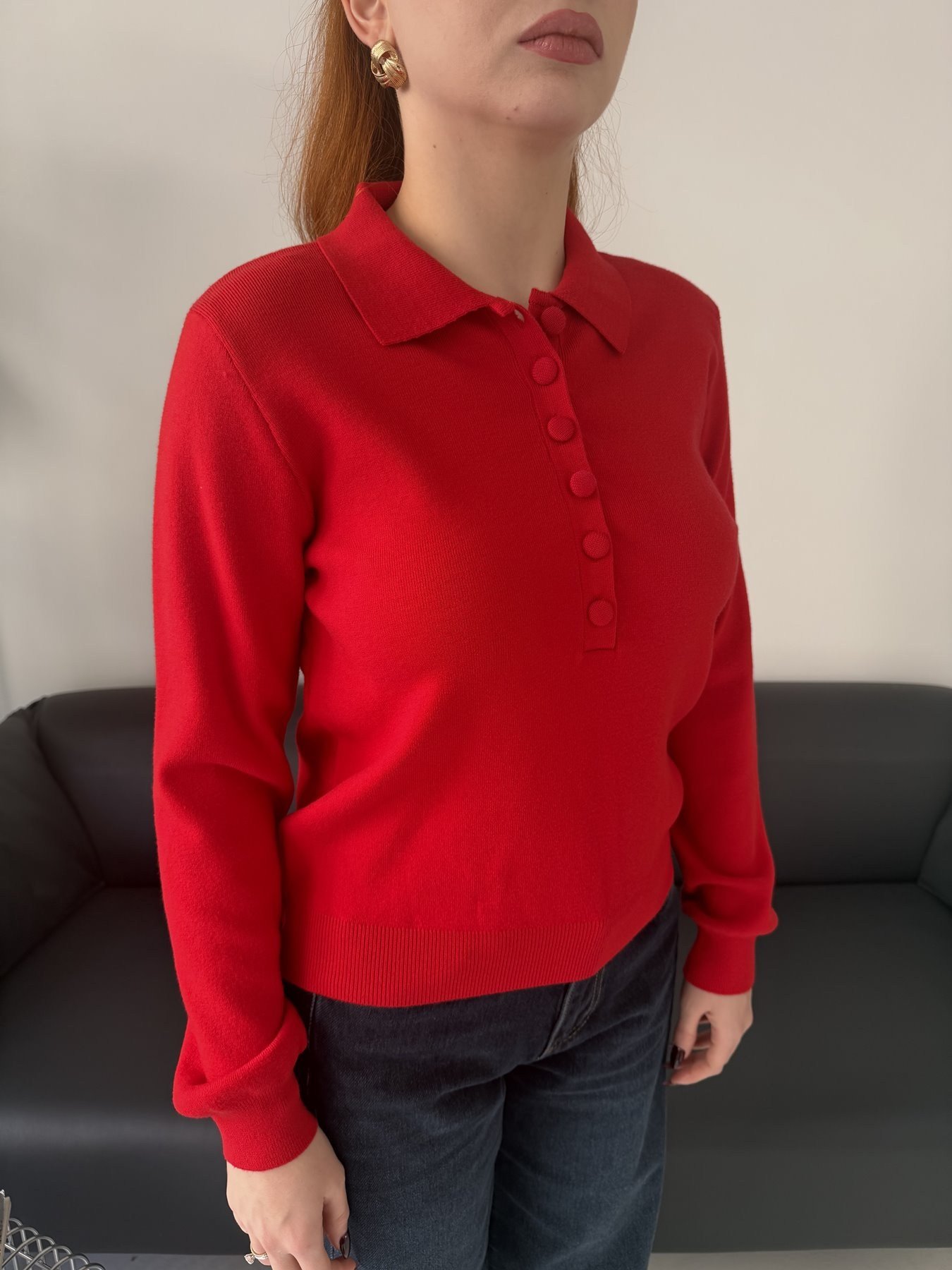 Polo Yaka Triko Kırmızı
