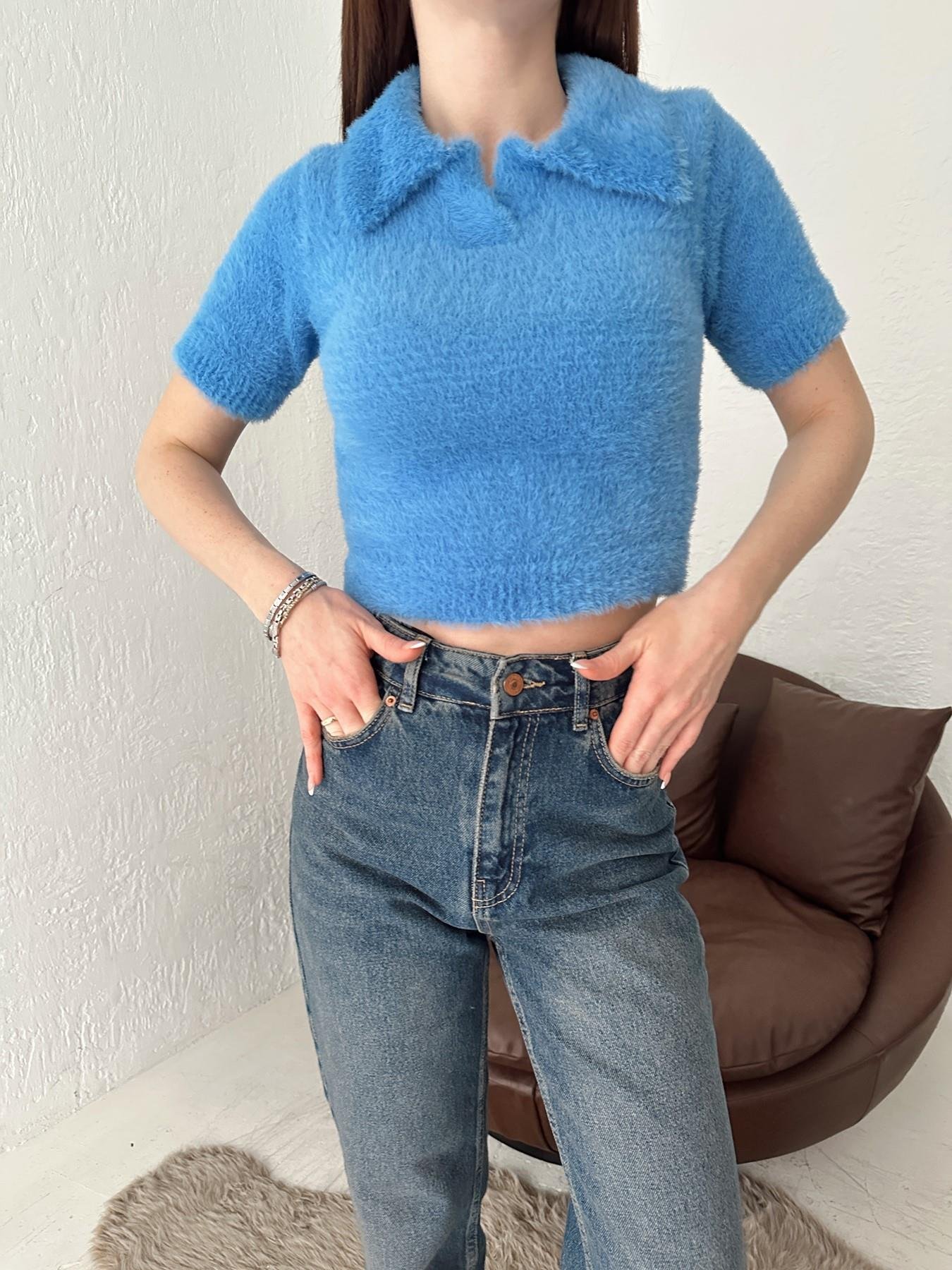 Polo Yaka Yumoş Triko MAVİ