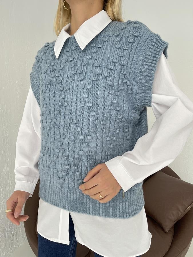 Ponpon Süveter MAVİ