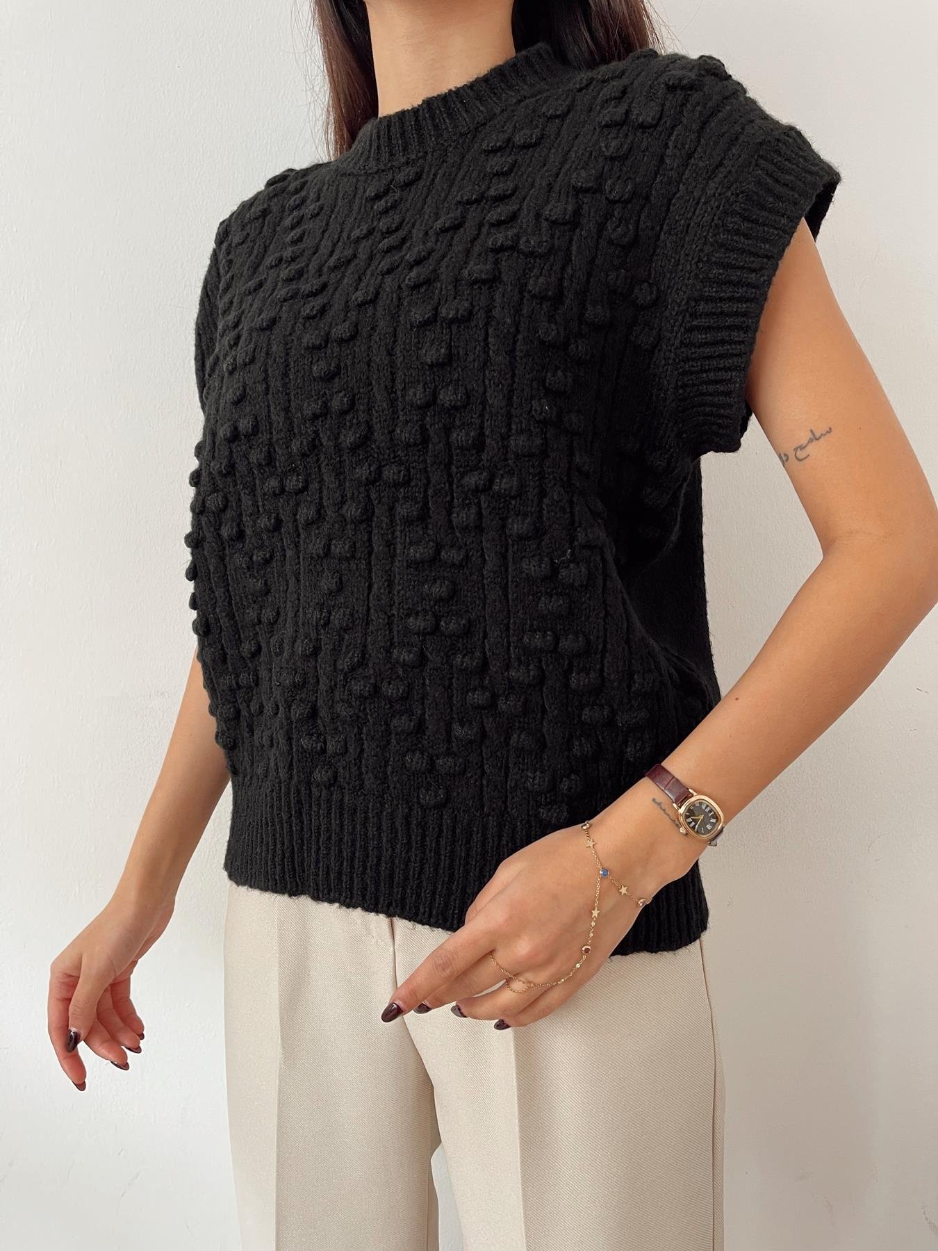 Ponpon Süveter SİYAH