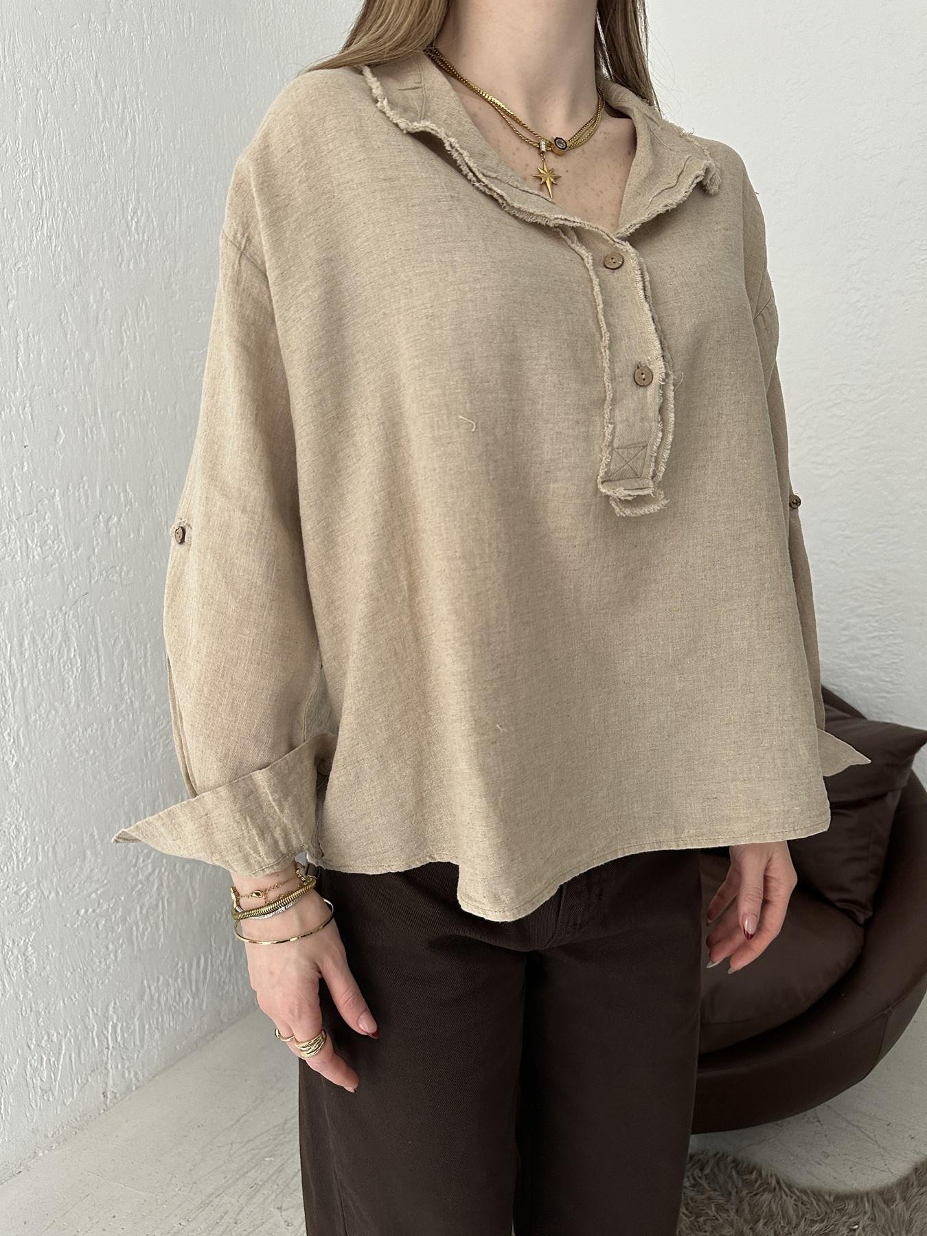 Püsklüllü Bluz Naturel