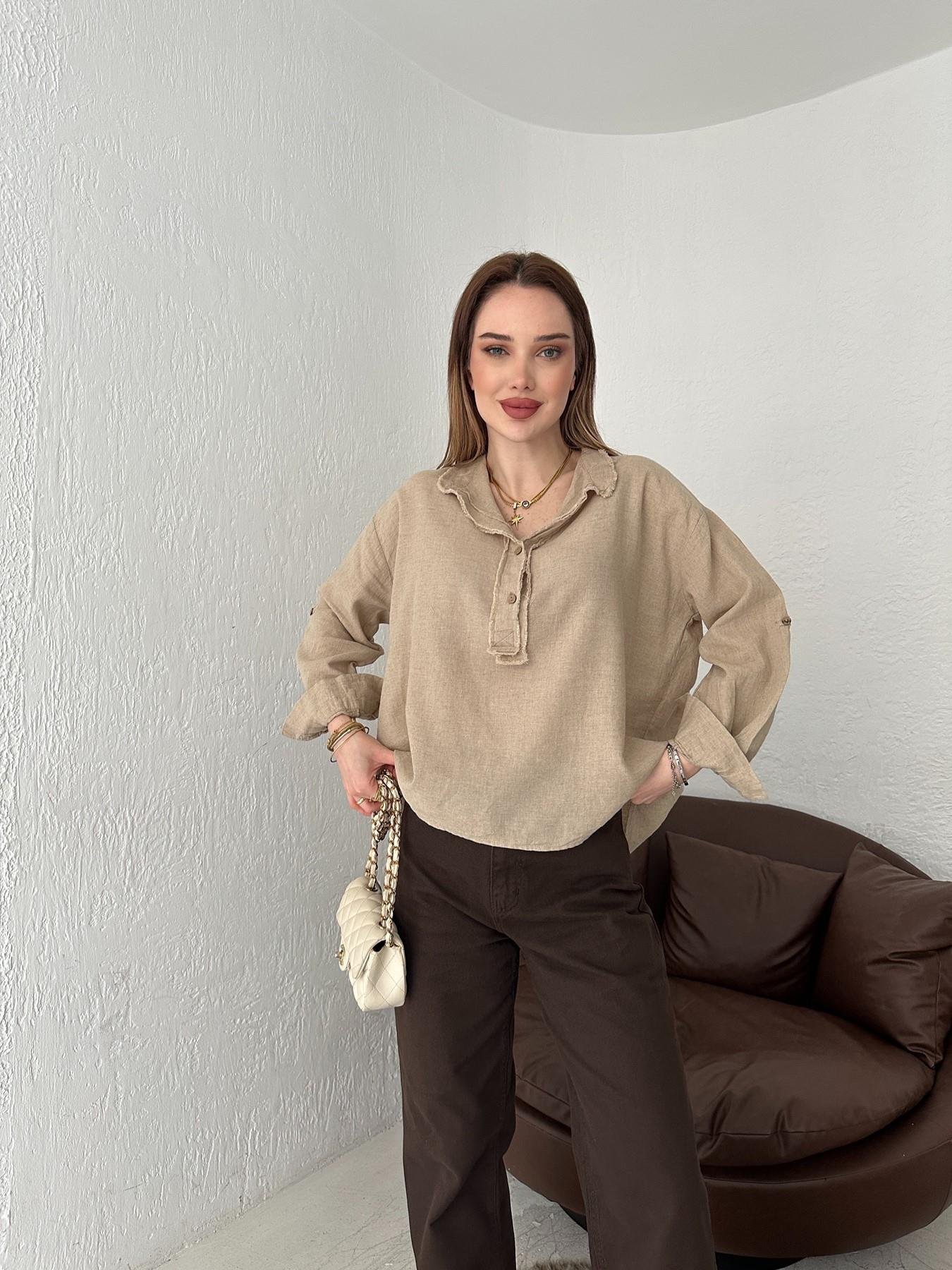 Püsklüllü Bluz Naturel