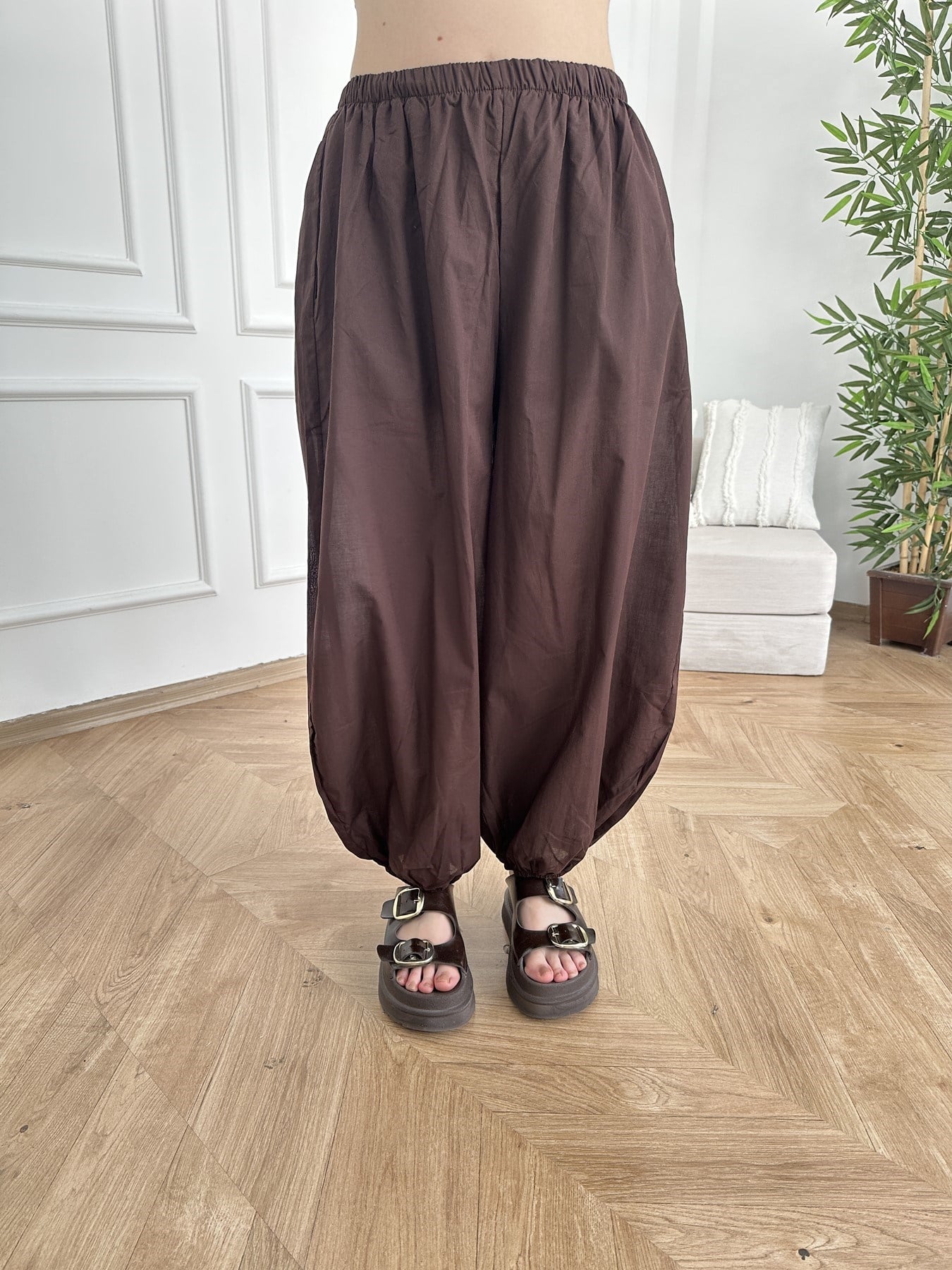 Relax Fit Astarlı İnce Pantolon Acı kahve