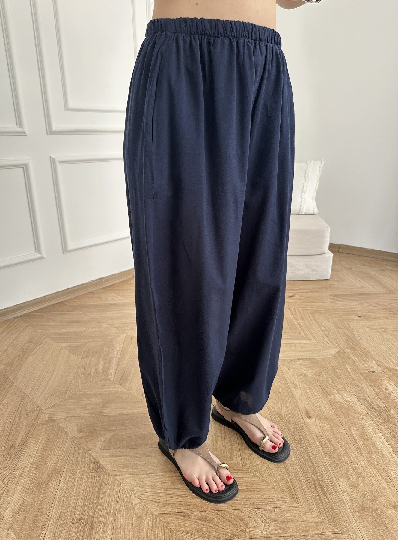 Relax Fit Astarlı İnce Pantolon Lacivert
