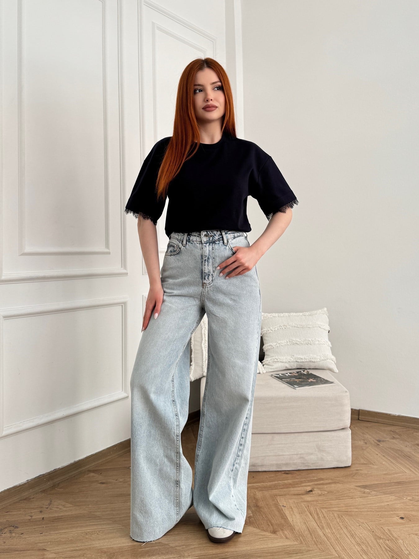 Relax Fit Kemerli Pantolon Açık mavi