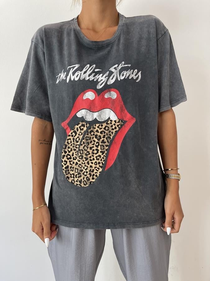 Rolling Stones Yıkamalı Tişört ANTRASİT