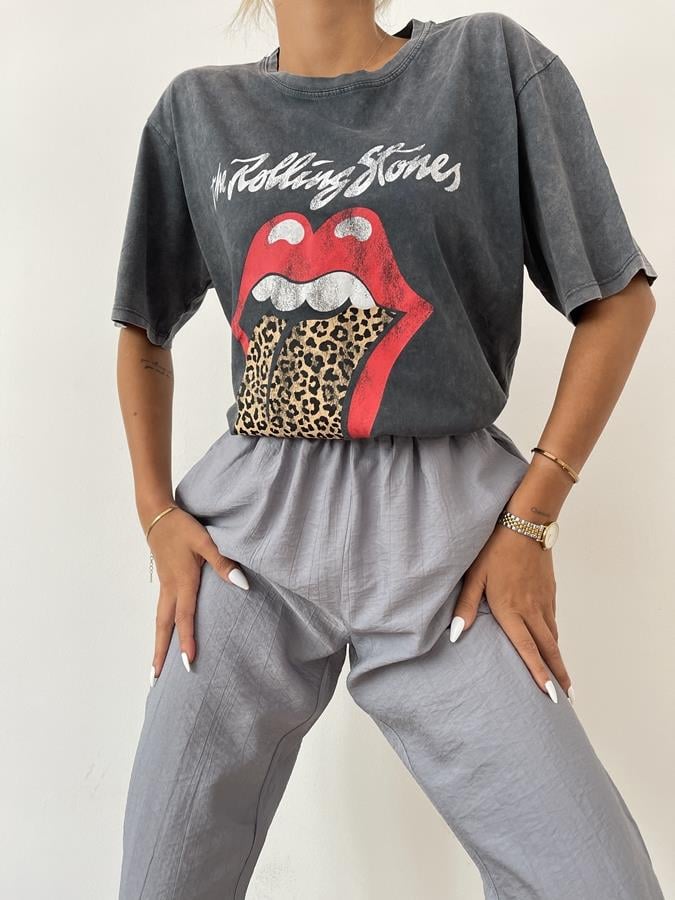 Rolling Stones Yıkamalı Tişört ANTRASİT