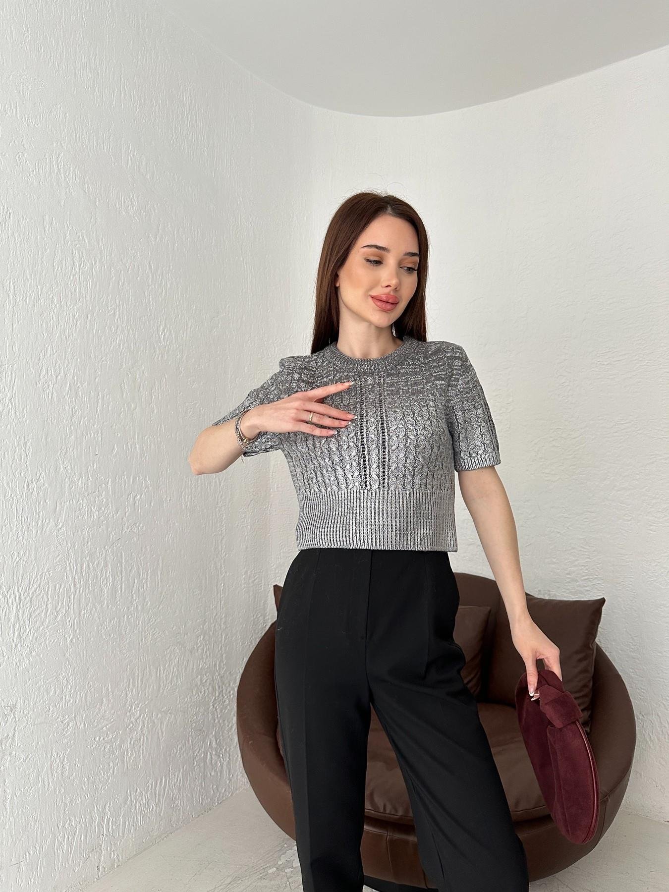 Saç Örgü Kısa Kol Varak Triko ANTRASİT