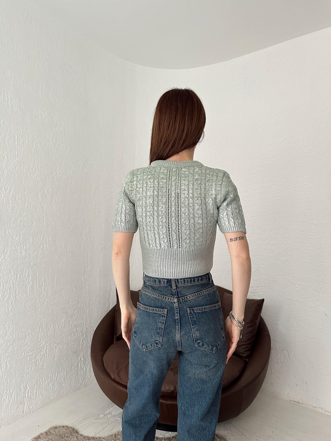 Saç Örgü Kısa Kol Varak Triko MİNT