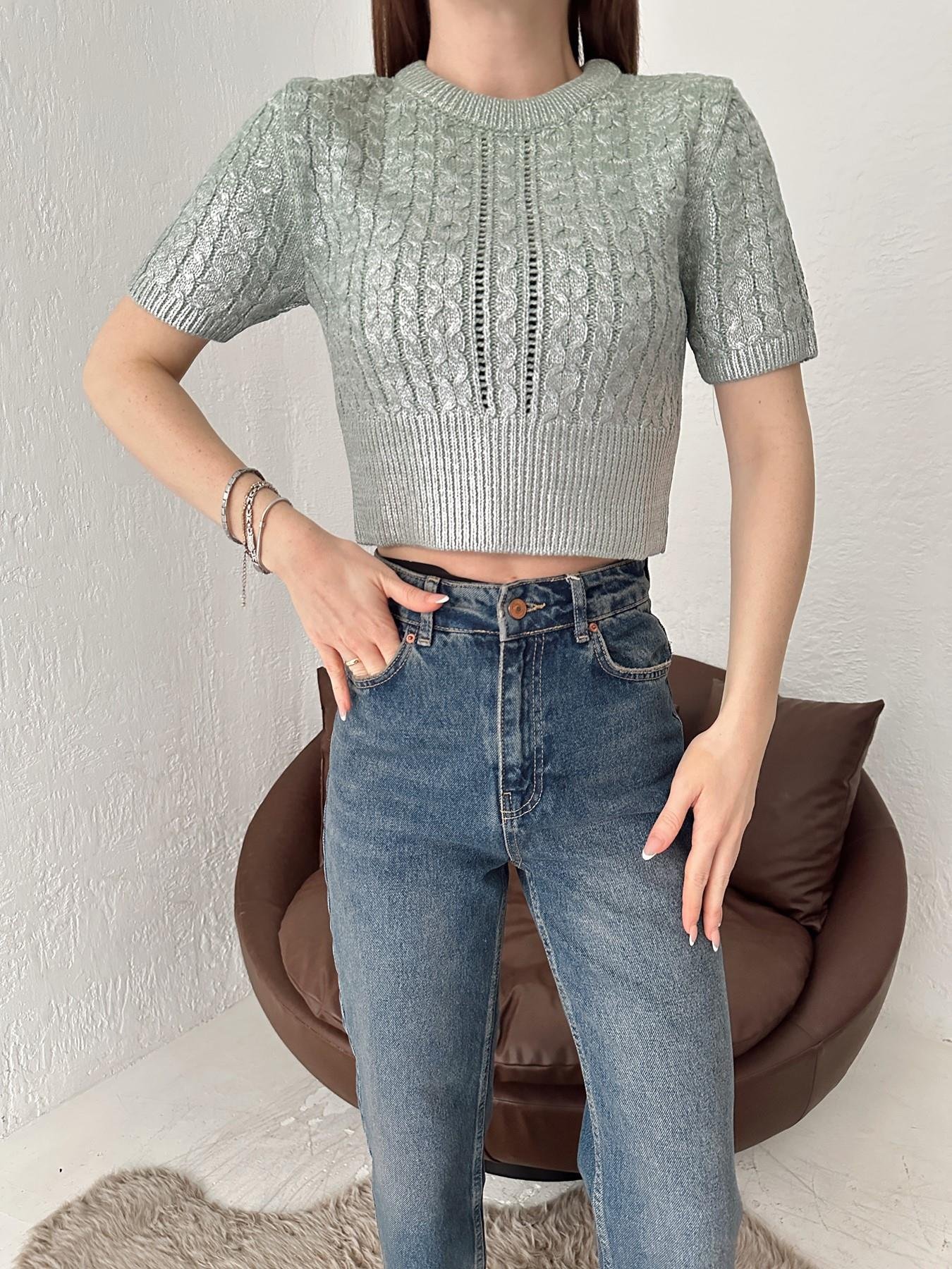 Saç Örgü Kısa Kol Varak Triko MİNT