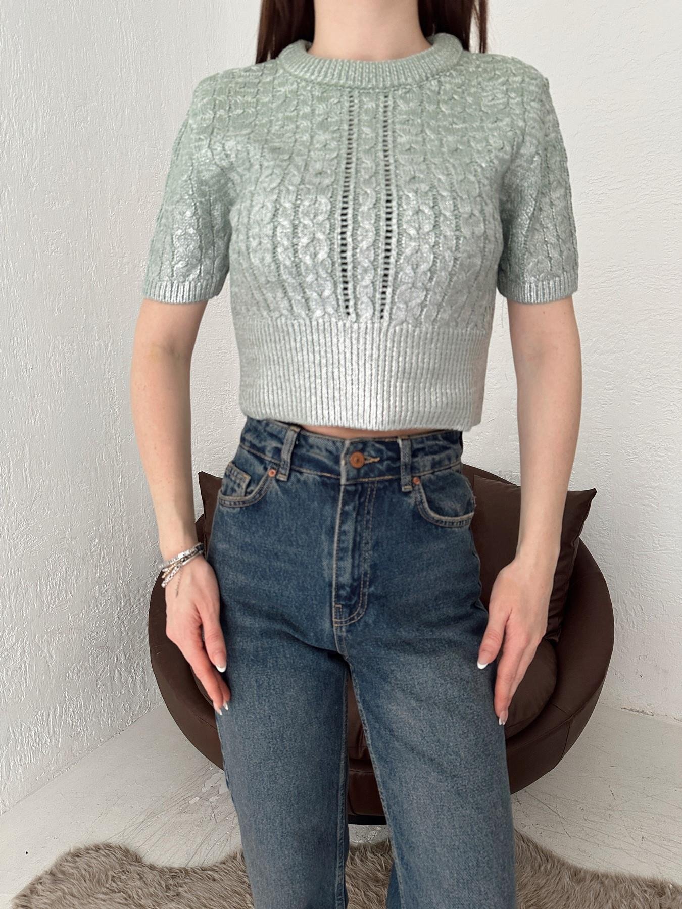 Saç Örgü Kısa Kol Varak Triko MİNT