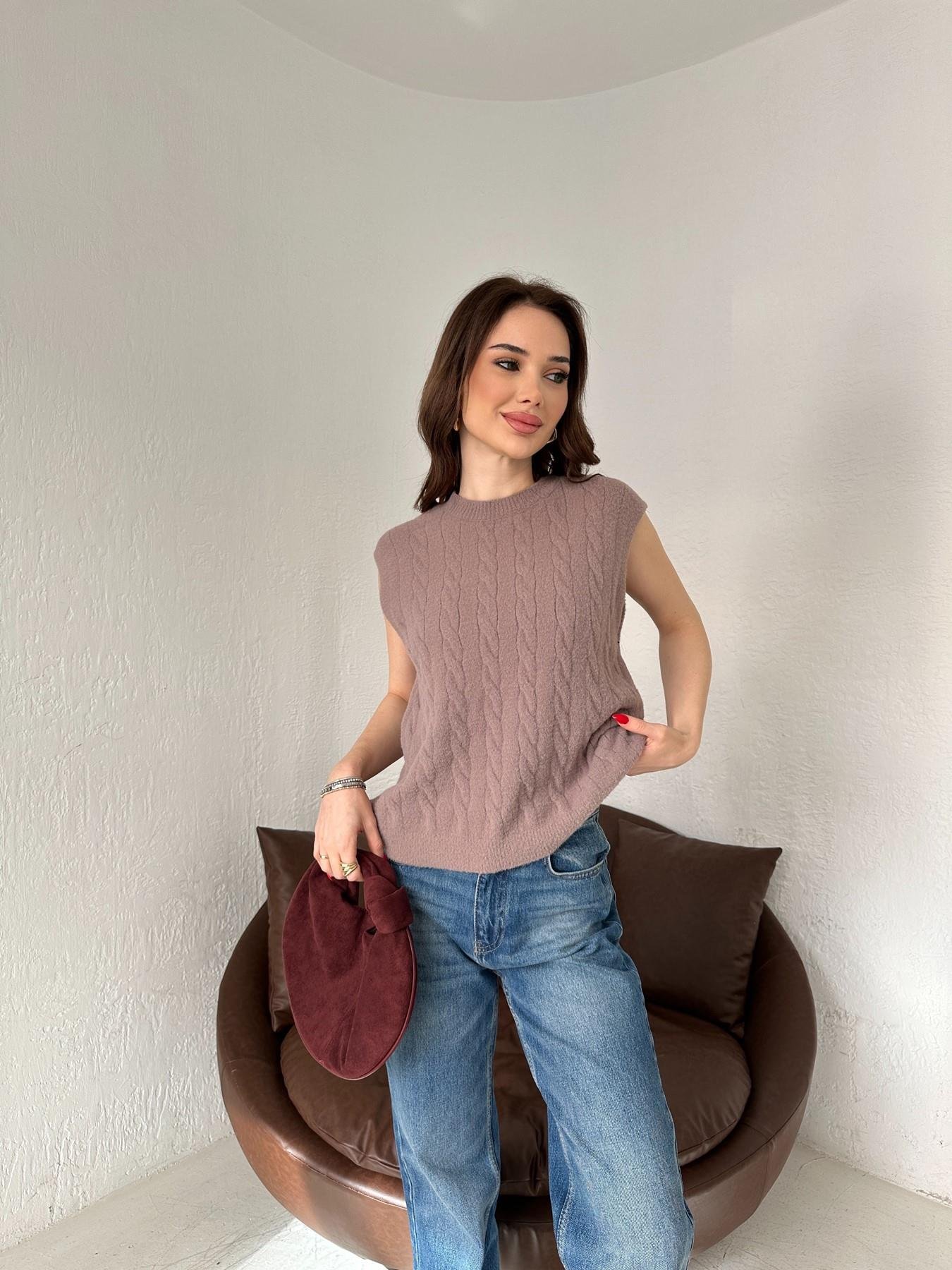 Saç Örgü Yumoş Süveter VİZON